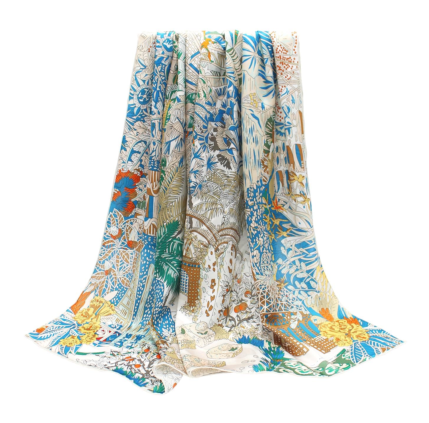 ANDANTINO 100% Silk Scarf 43" Large Square Lightweight Headscarf& Shawl–Women Hair Wraps-With Gift Packed