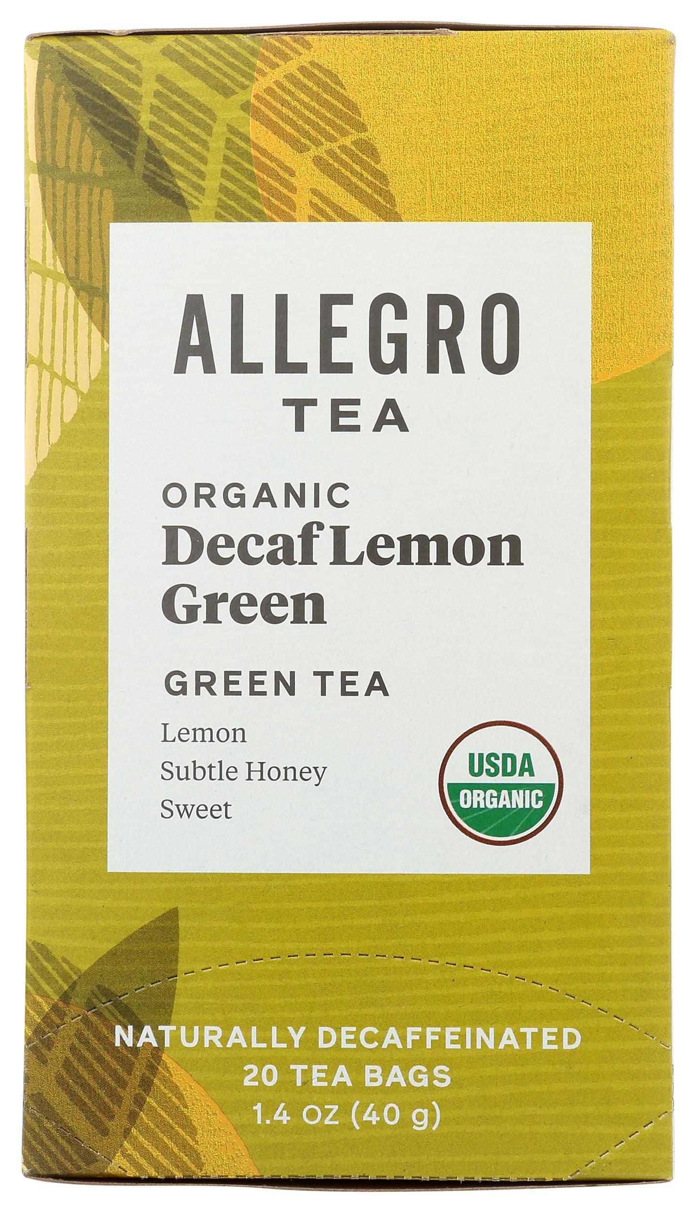 Allegro Tea, Organic Decaf Lemon Green Tea Bags, 20 ct