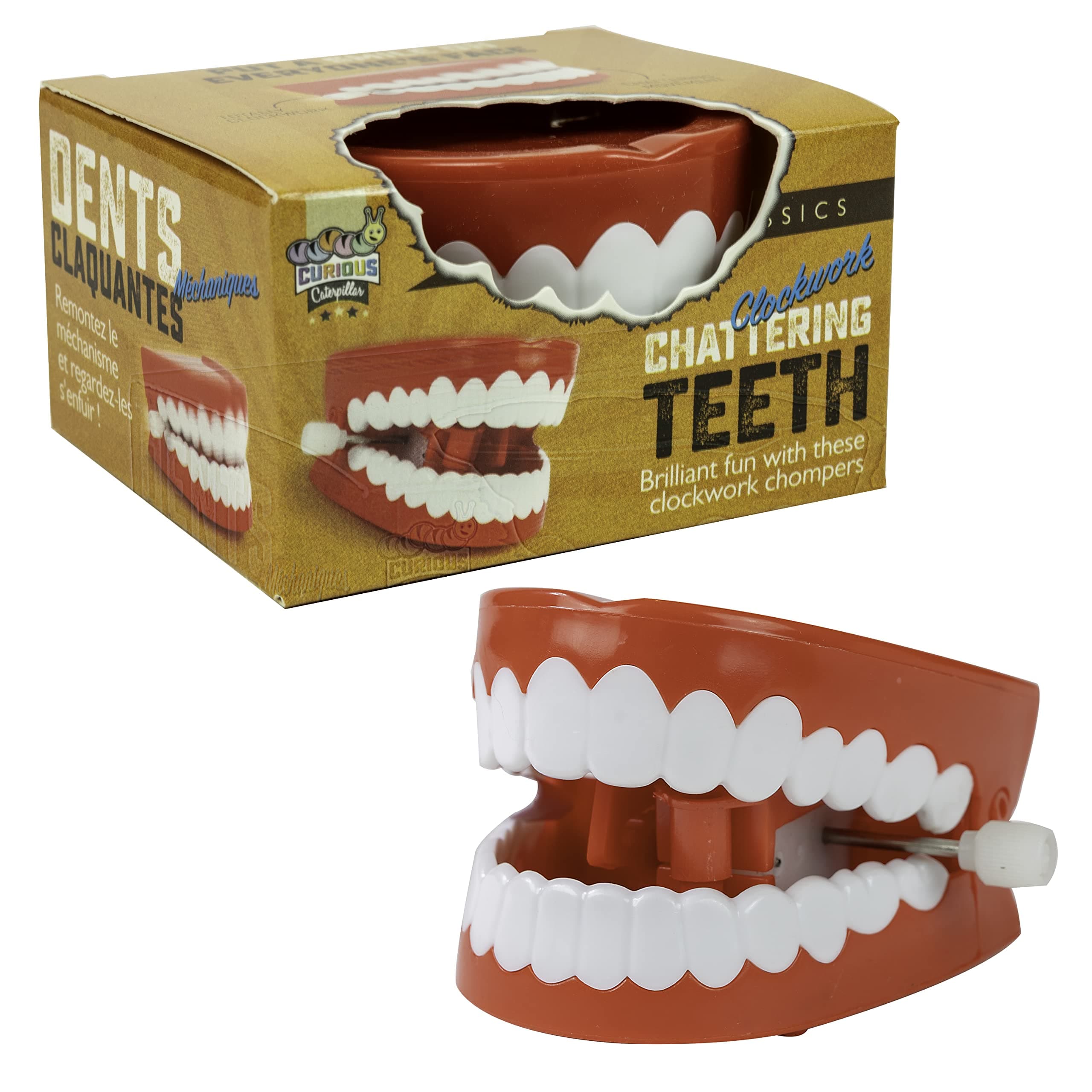 Funtime Gifts Clockwork Chattering Teeth, Red