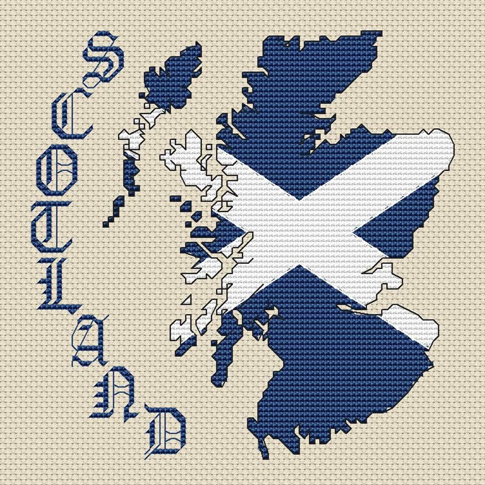 Scotland Map & Flag Cross Stitch Kit by Elite Designs