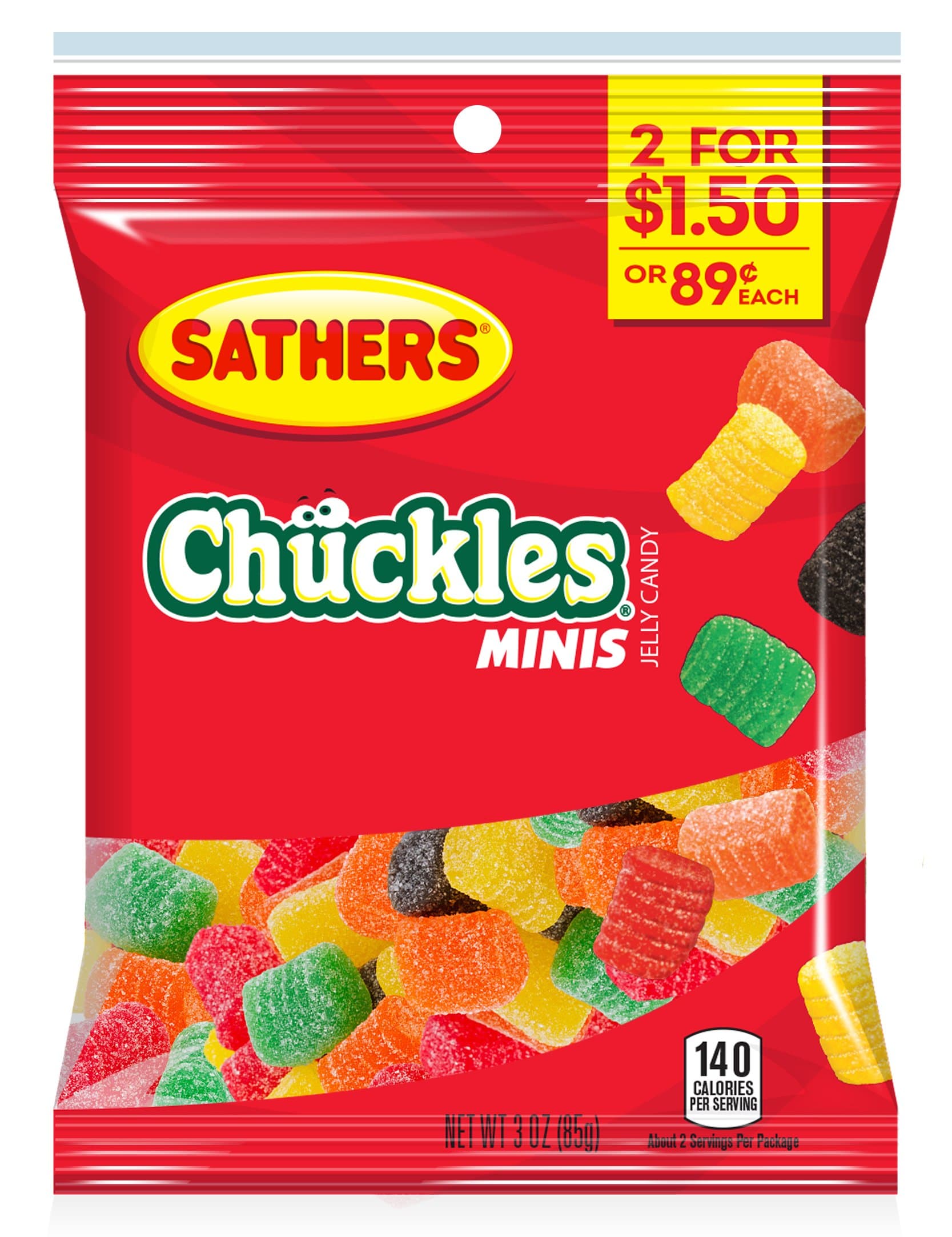 Sathers Mini Chuckles, 3 Ounce Bag, Pack of 12