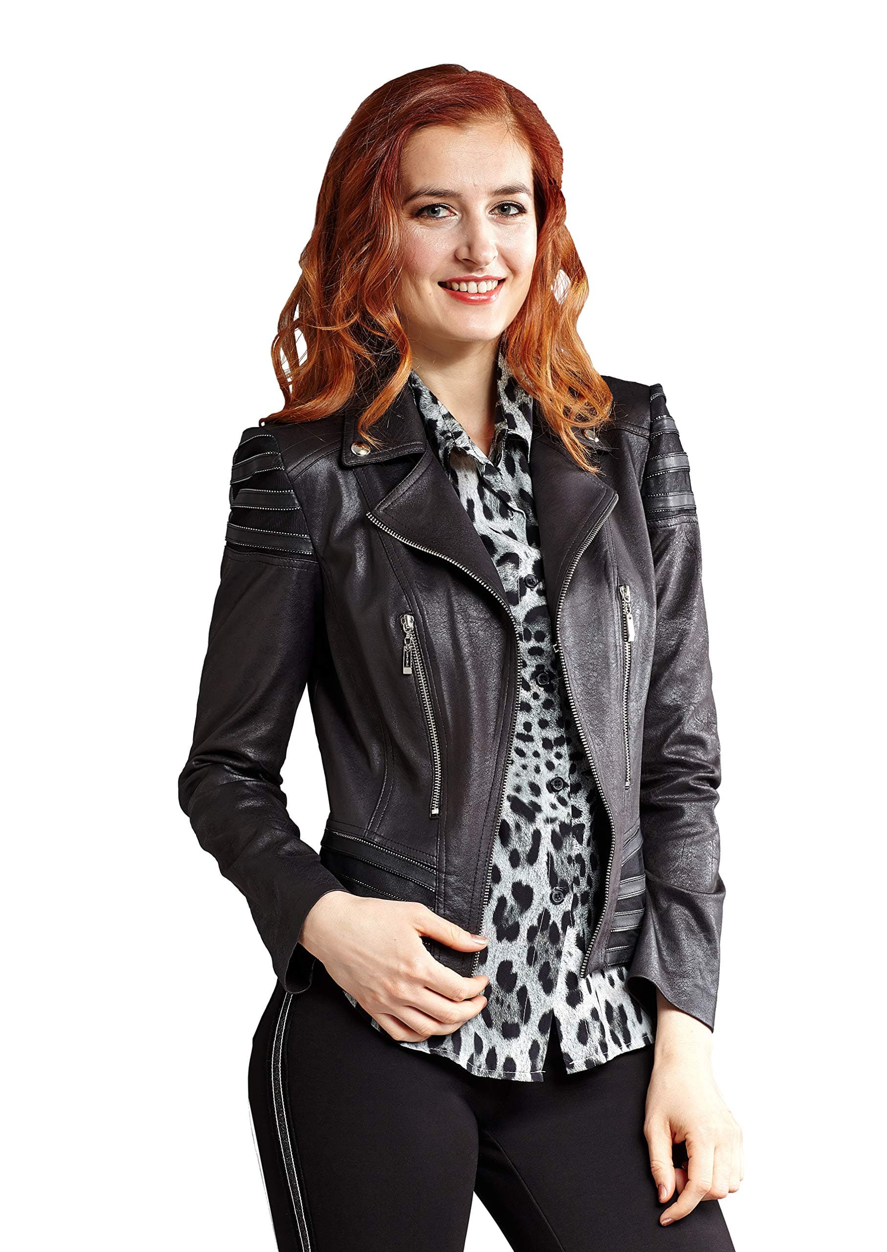Lena Gabrielle Women's Faux Leather Jacket Black