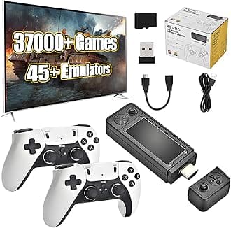 X9 Pro Retro Game Stick 4K,Preloaded Game Console 37000+ Classic Games 45+ Simulators, 2.4G Wireless Controllers, Plug and Play Retro TV Games(64G)