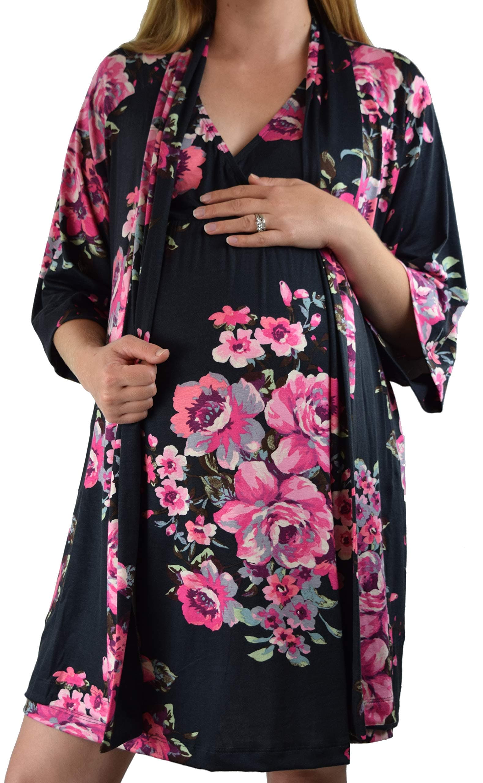 Embrace Your Bump 2 in 1 Super Soft Maternity & Nursing Nightgown & Robe Set