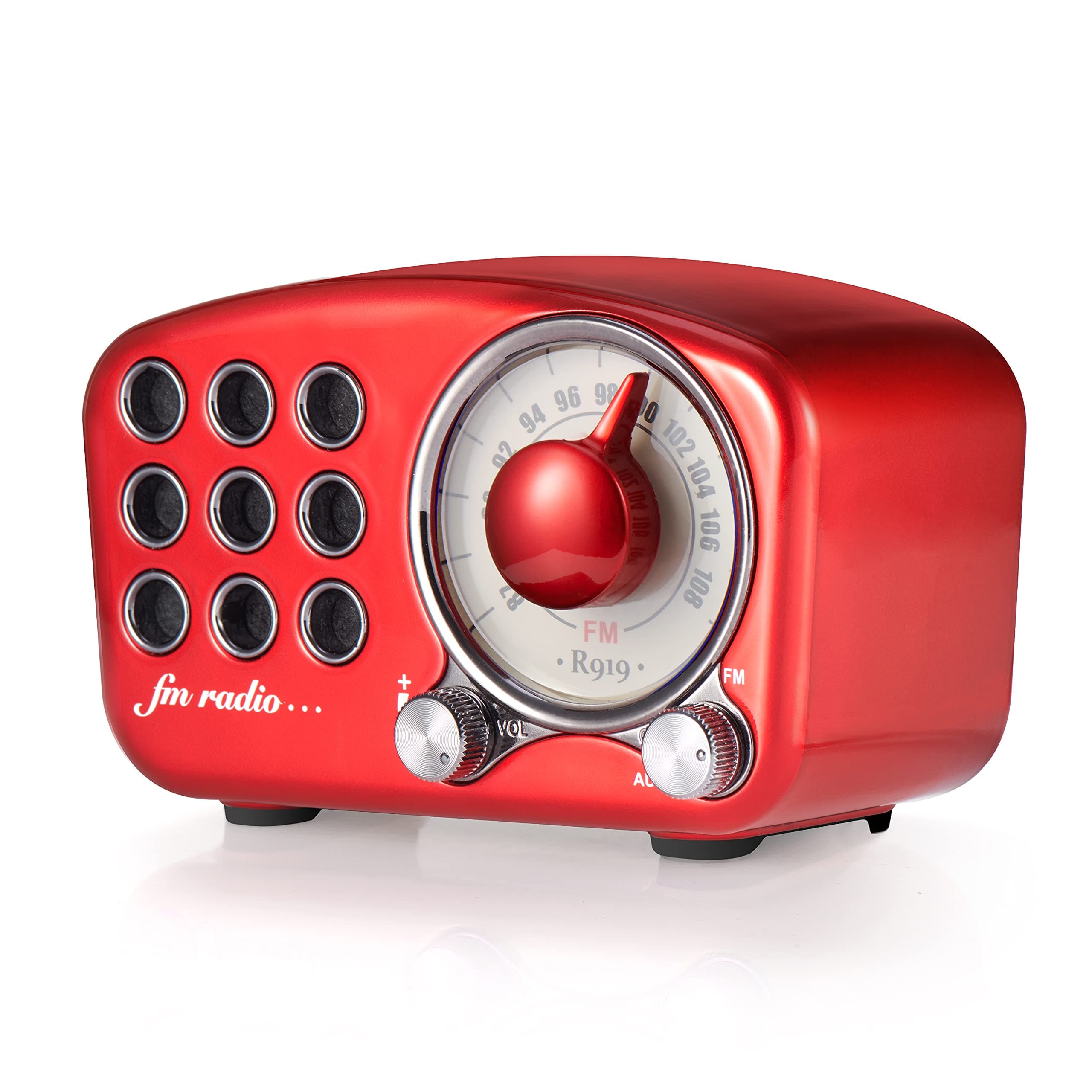 Retro Bluetooth Speaker, Vintage Radio-Greadio FM Radio with Old Fashioned Classic Style, Strong Bass Enhancement, Loud Volume, Bluetooth 4.2 Wireless Connection, TF Card and MP3 Player (RED)