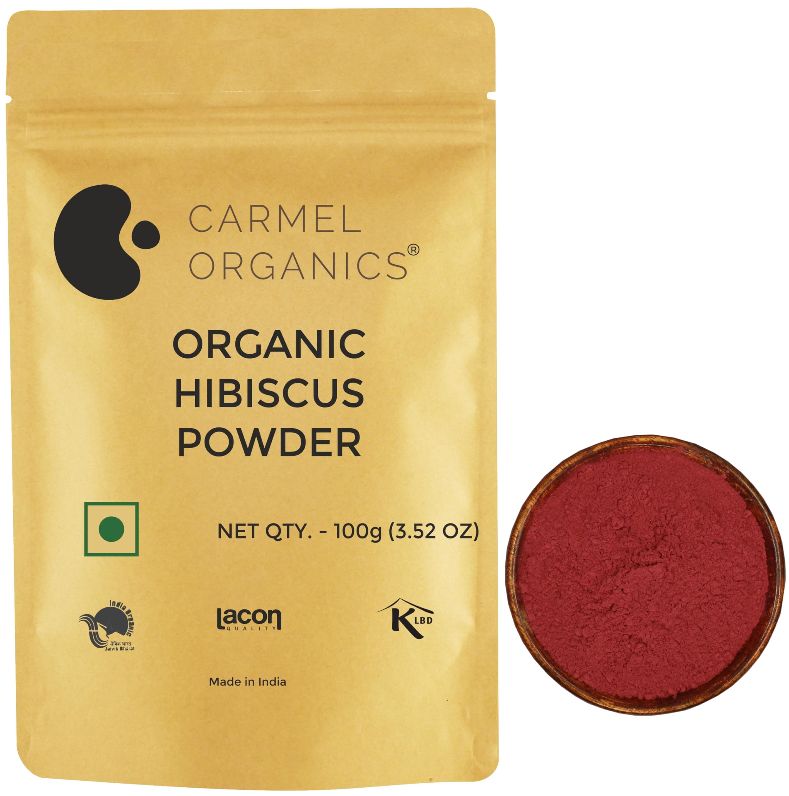 CARMEL ORGANICS Hibiscus Petals Powder (100 Grams) | Hibiscus Sabdariffa | Jaivik Bharat Certified | Sembaruthi Podi | No Added Preservatives & Additives