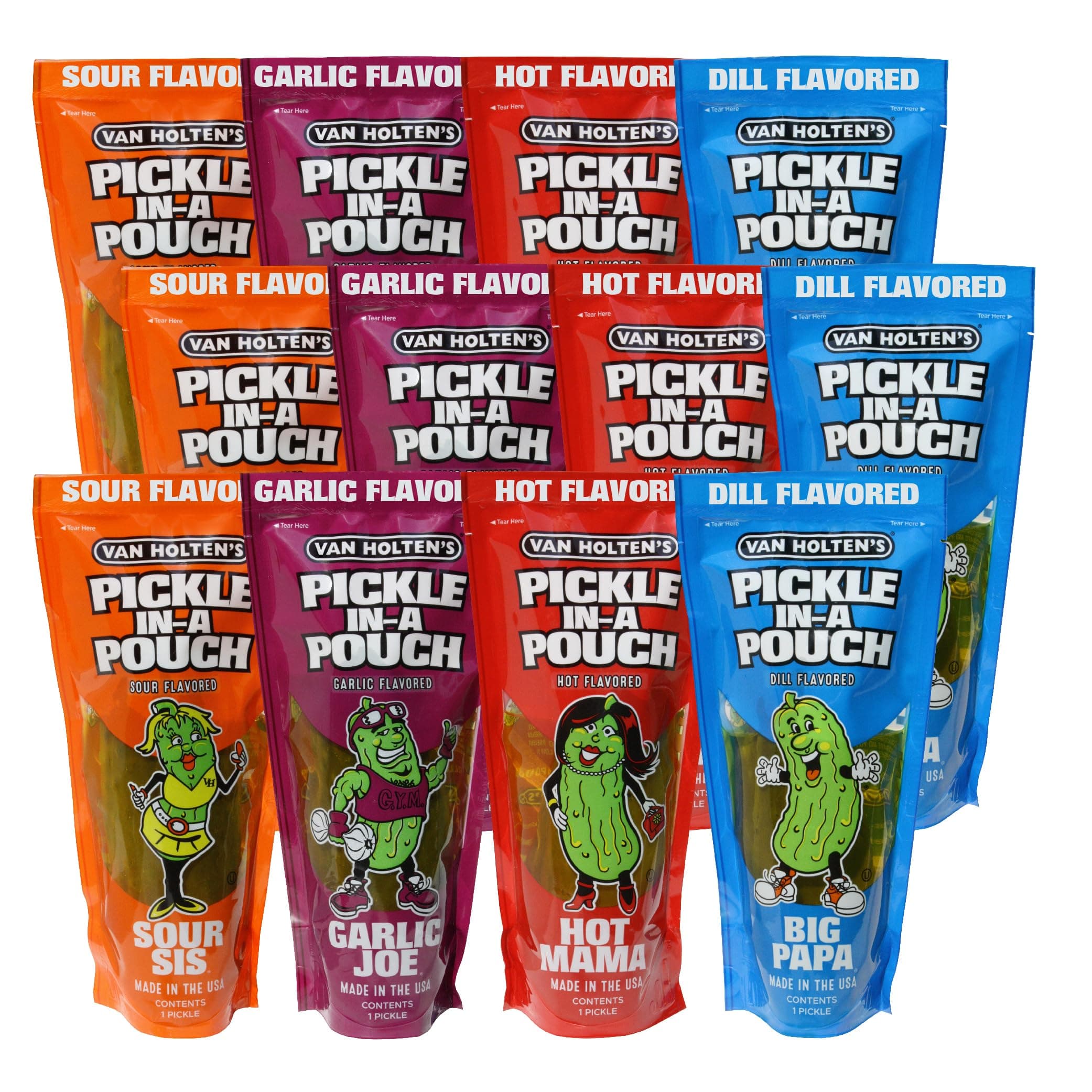 Van Holten's Pickles - Charismatic Characters Pickle-In-A-Pouch Sampler - 12 Pack