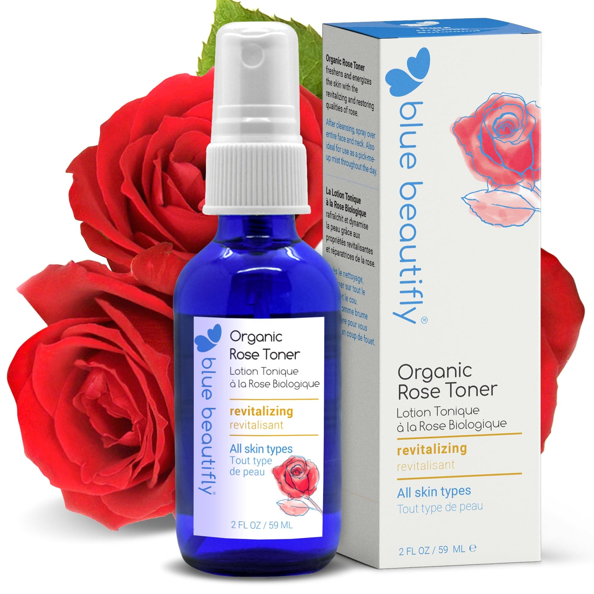 USDA Certified Organic Rose Water Spray for Face - Instant Hydration Face Mist for All Skin Types - Facial Spray Calms The Mind and Uplifts The Mood All Day - Great for Hair - 2 fl oz