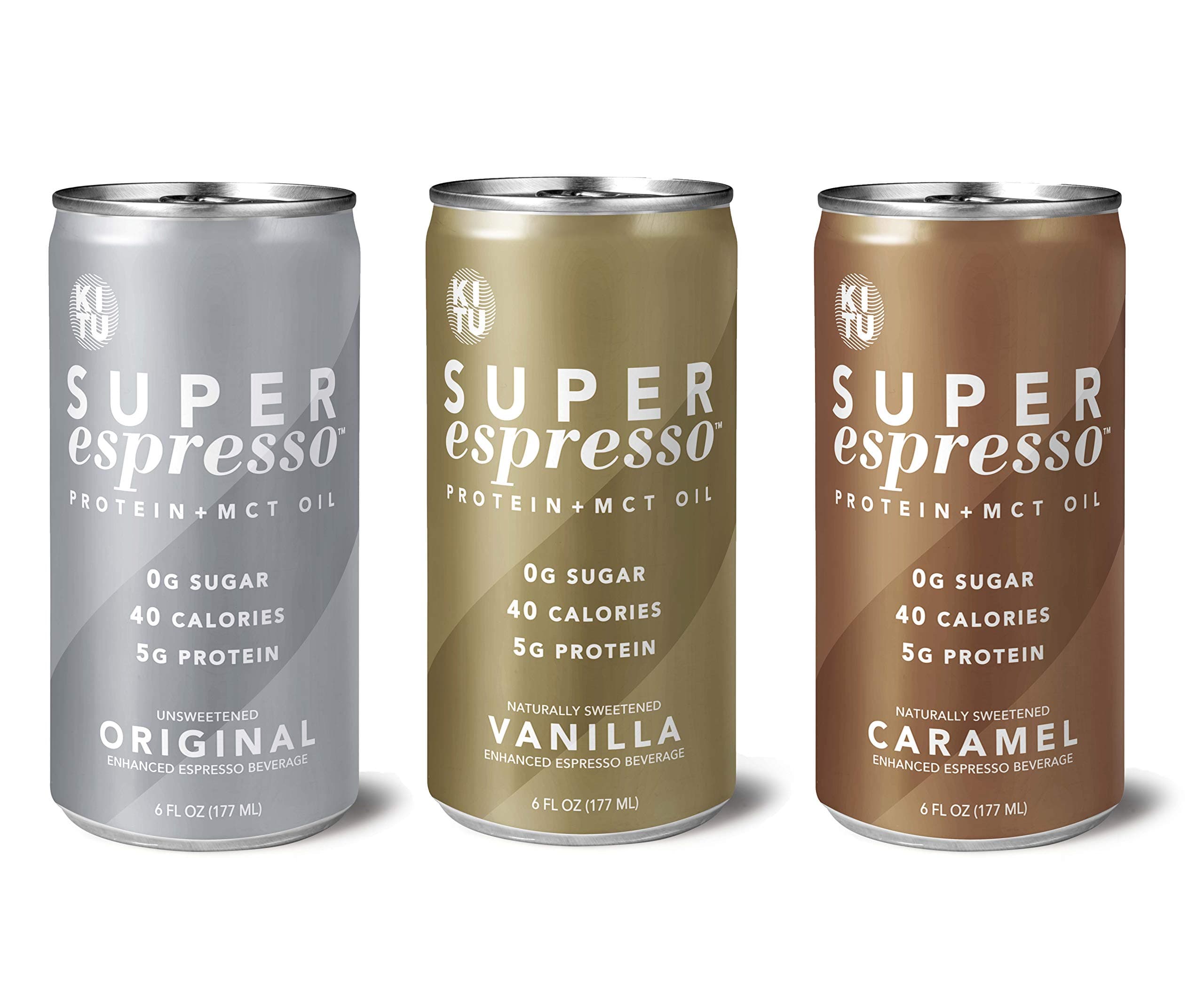 Kitu Super Espresso, SugarFree Keto Coffee Cans (0g Sugar, 5g Protein, 40 Calories) [Variety Pack] 6 Fl Oz, 12 Pack | Iced Coffee, Canned Coffee - From the Super Coffee Family