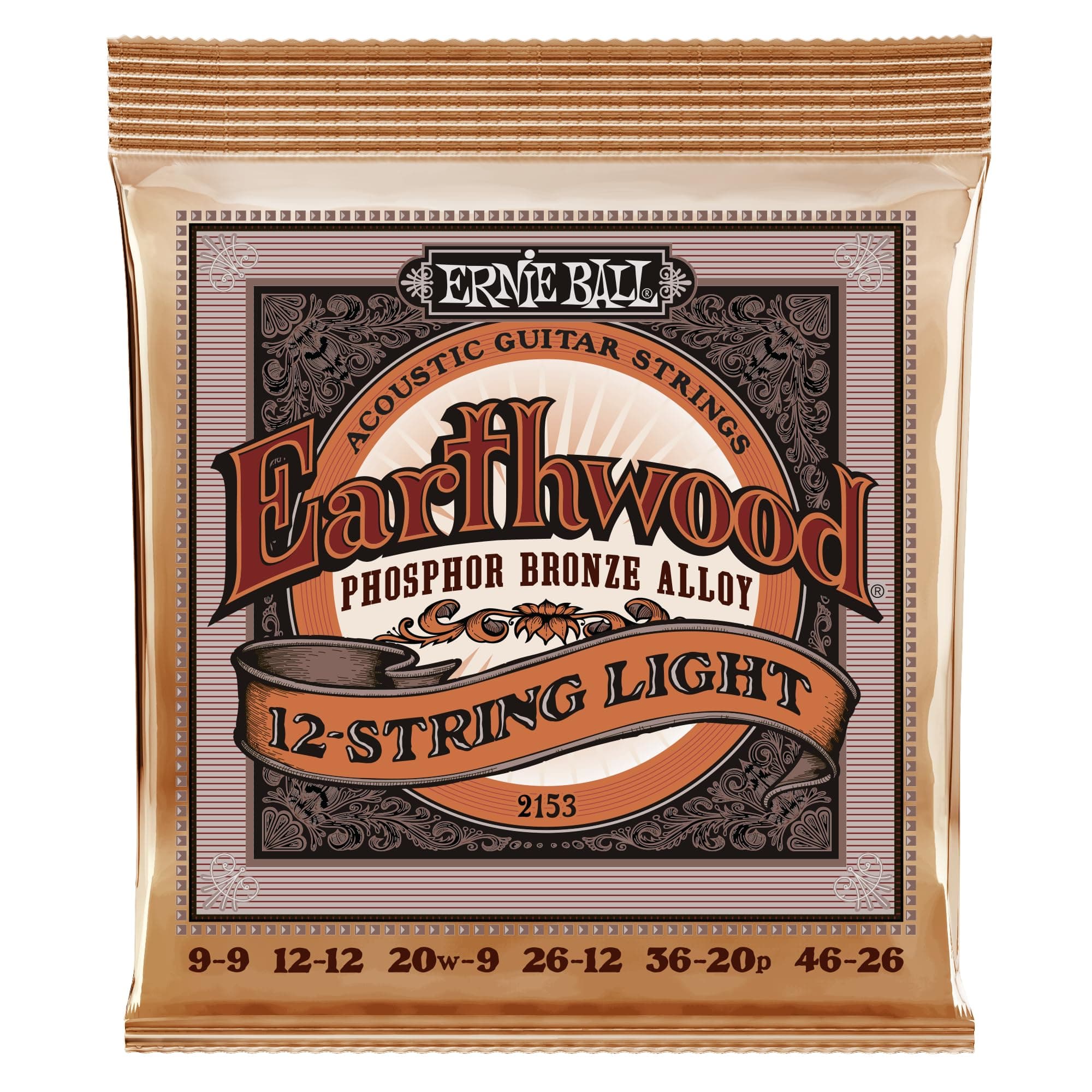 【正規品】 ERNIE BALL 2153 アコースティックギター弦 12弦 (09-46) EARTHWOOD 12-STRING PHOSPHOR BRONZE LIGHT