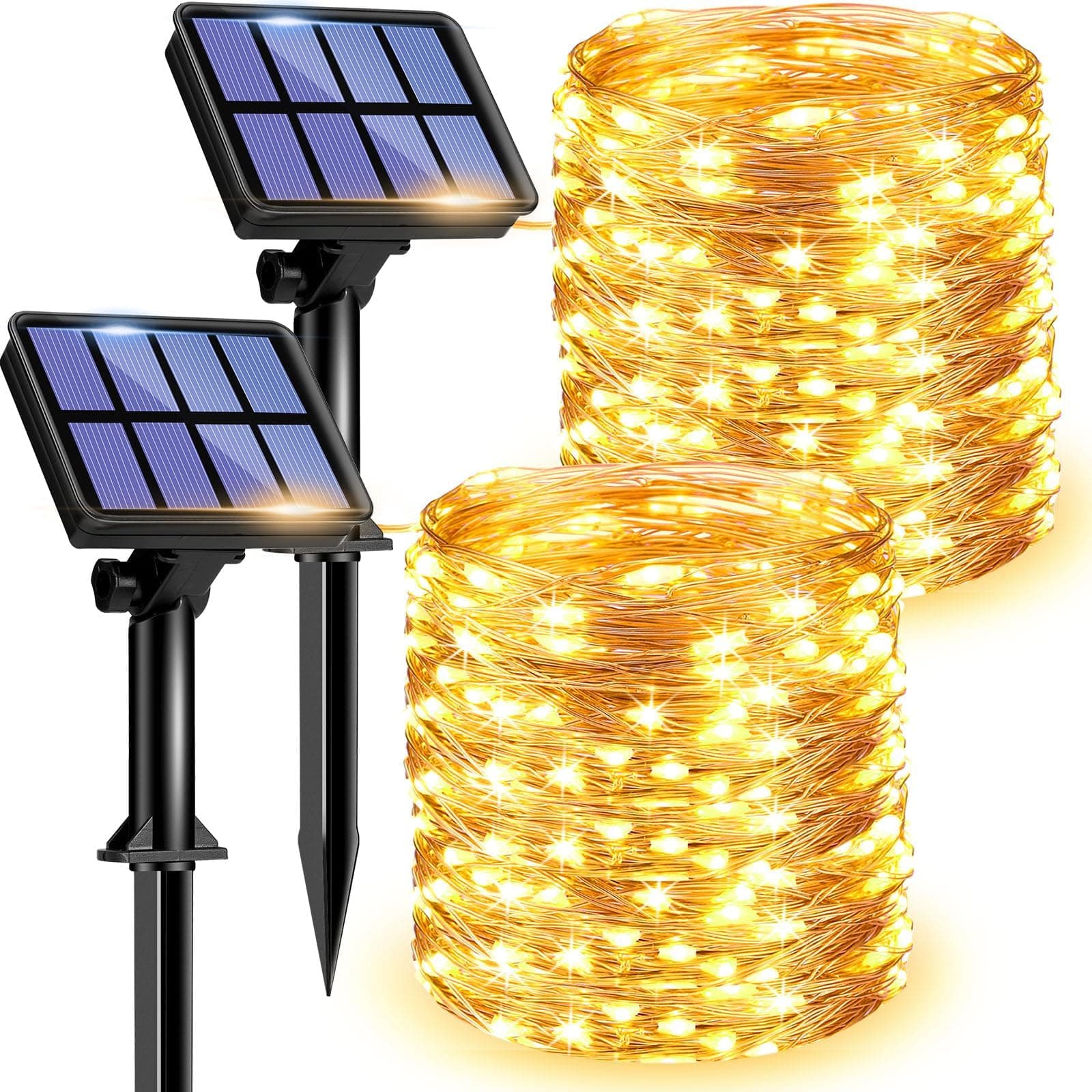 litogo 2 Pack Solar Fairy Lights Outdoor, Total 80FT/24M 240LED Solar Garden Light 8 Mode Copper Wire Decorative String Lights for Patio, Trees, Party
