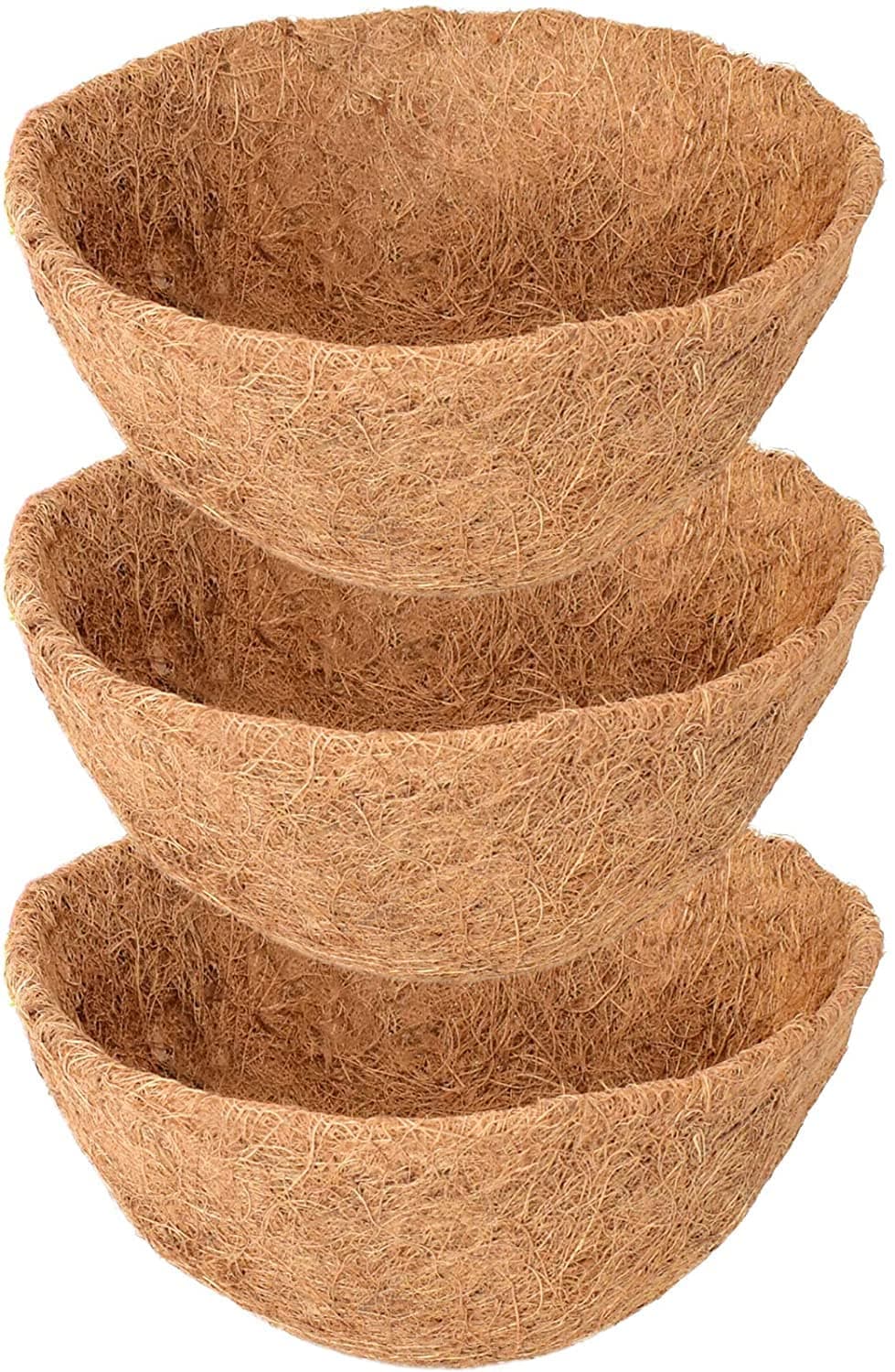 Legigo 3 Pack 14 Inch Hanging Basket Coco Liners Replacement, 100% Natural Round Coconut Coco Fiber Planter Basket Liners for Hanging Basket Flowers/Vegetables