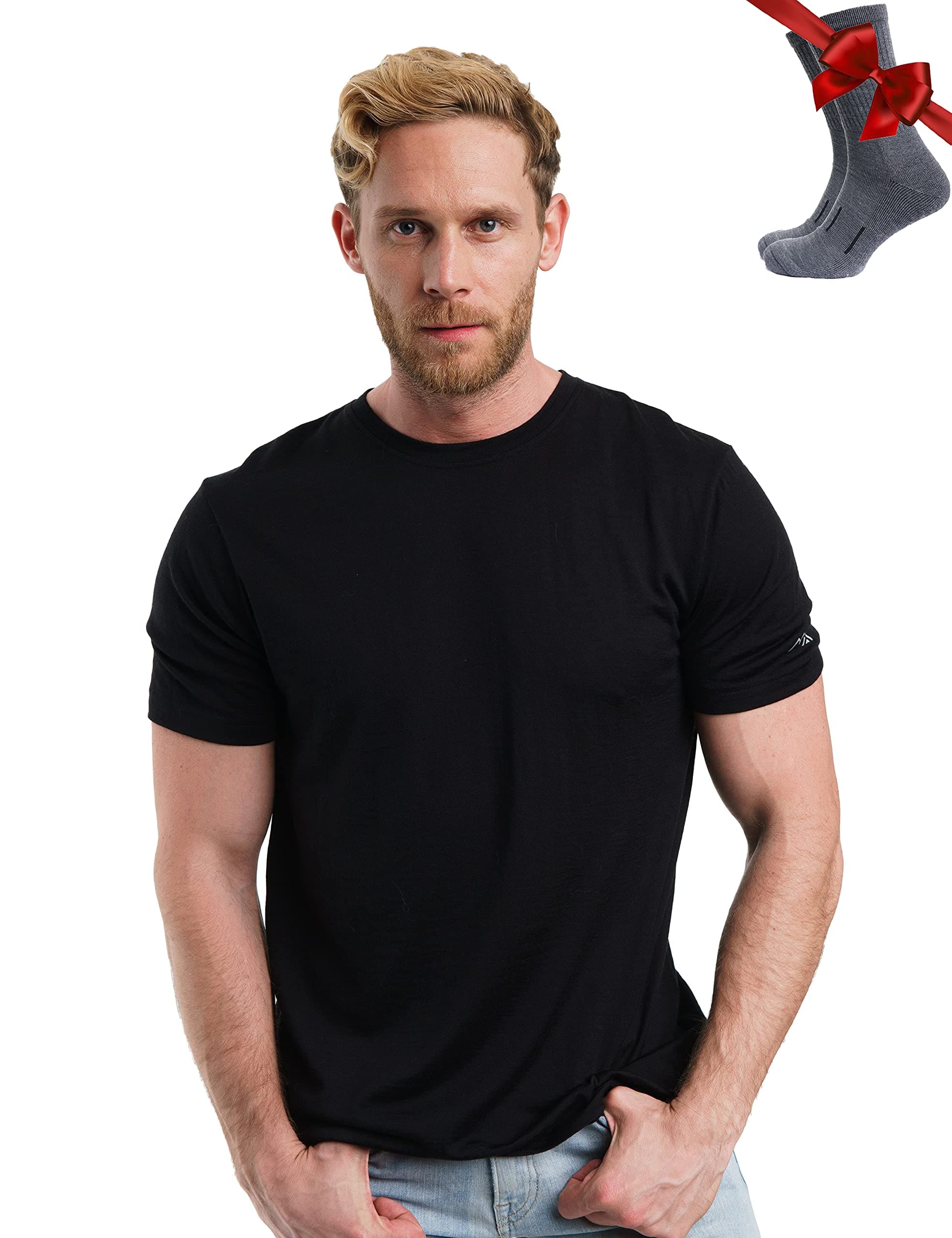 100% Merino Wolle Tshirt Herren - Merino Shirt Herren, Unterhemden Männer, Sports & Outdoor Gym Shirt