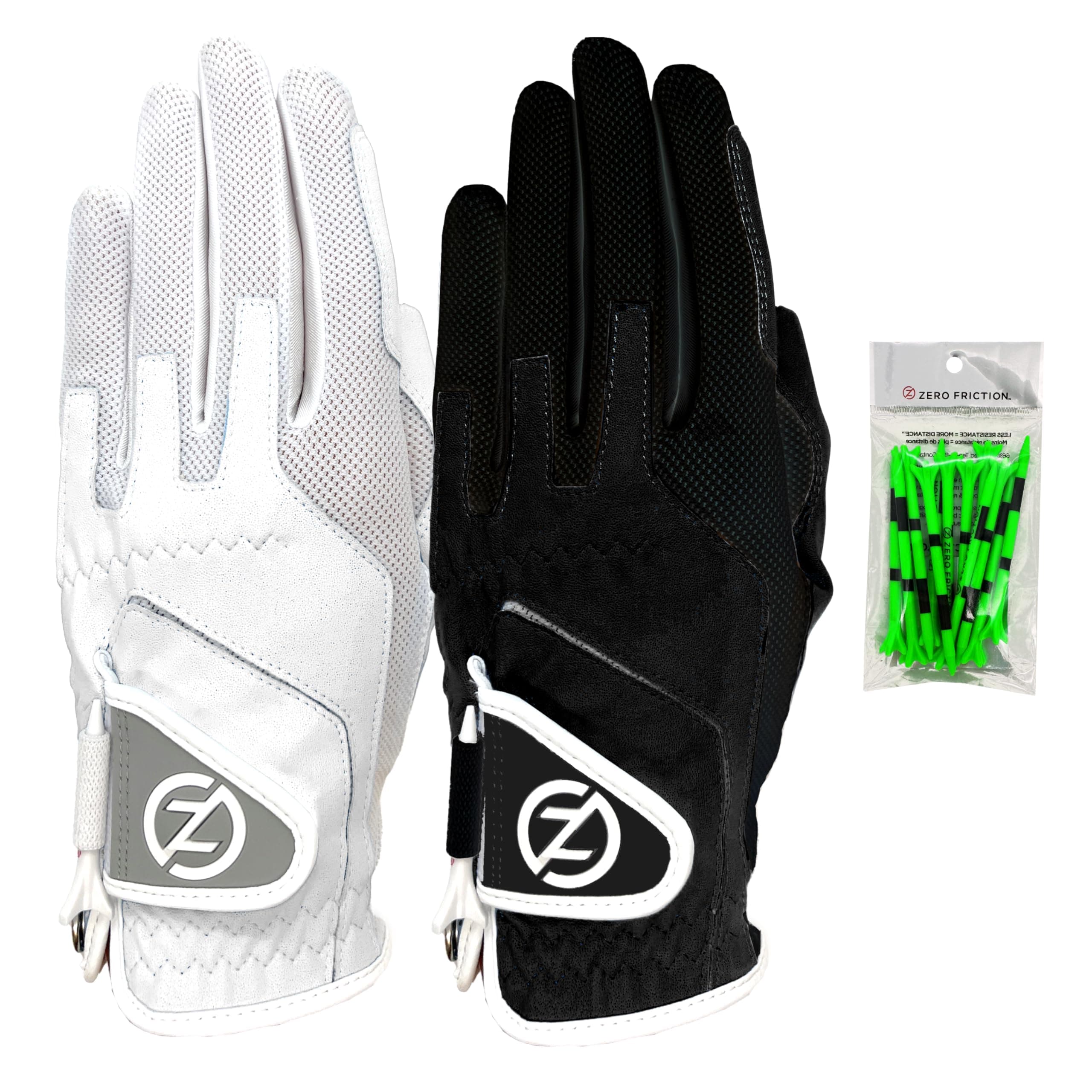 Zero Friction Ladies Compression-Fit Synthetic Golf Glove 2 Pack, Includes free tee pack, Universal-Fit