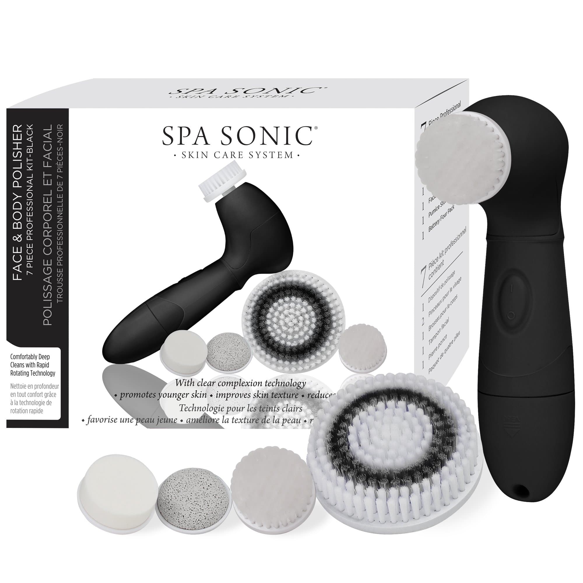 Skin Care System Face and Body Polisher Professional Kit, Black