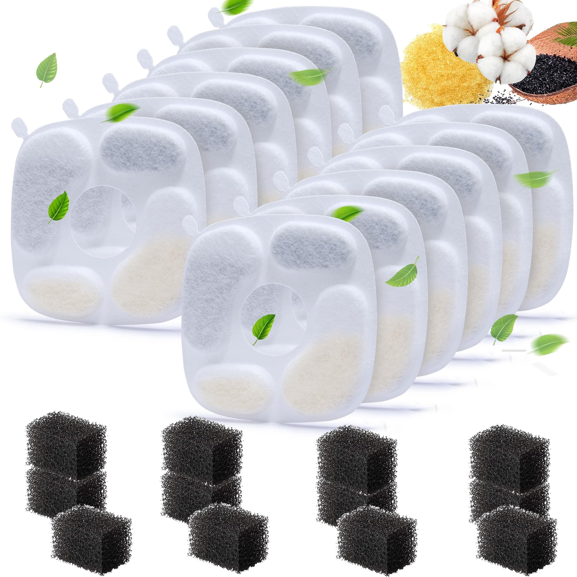 RBAYSALE Cat Water Fountain Filter, 24 Pcs Replacement Filters for 95oz/2.8L Automatic Pet Fountain Cat, Dog Water Dispenser, 3 Triple Filtration System