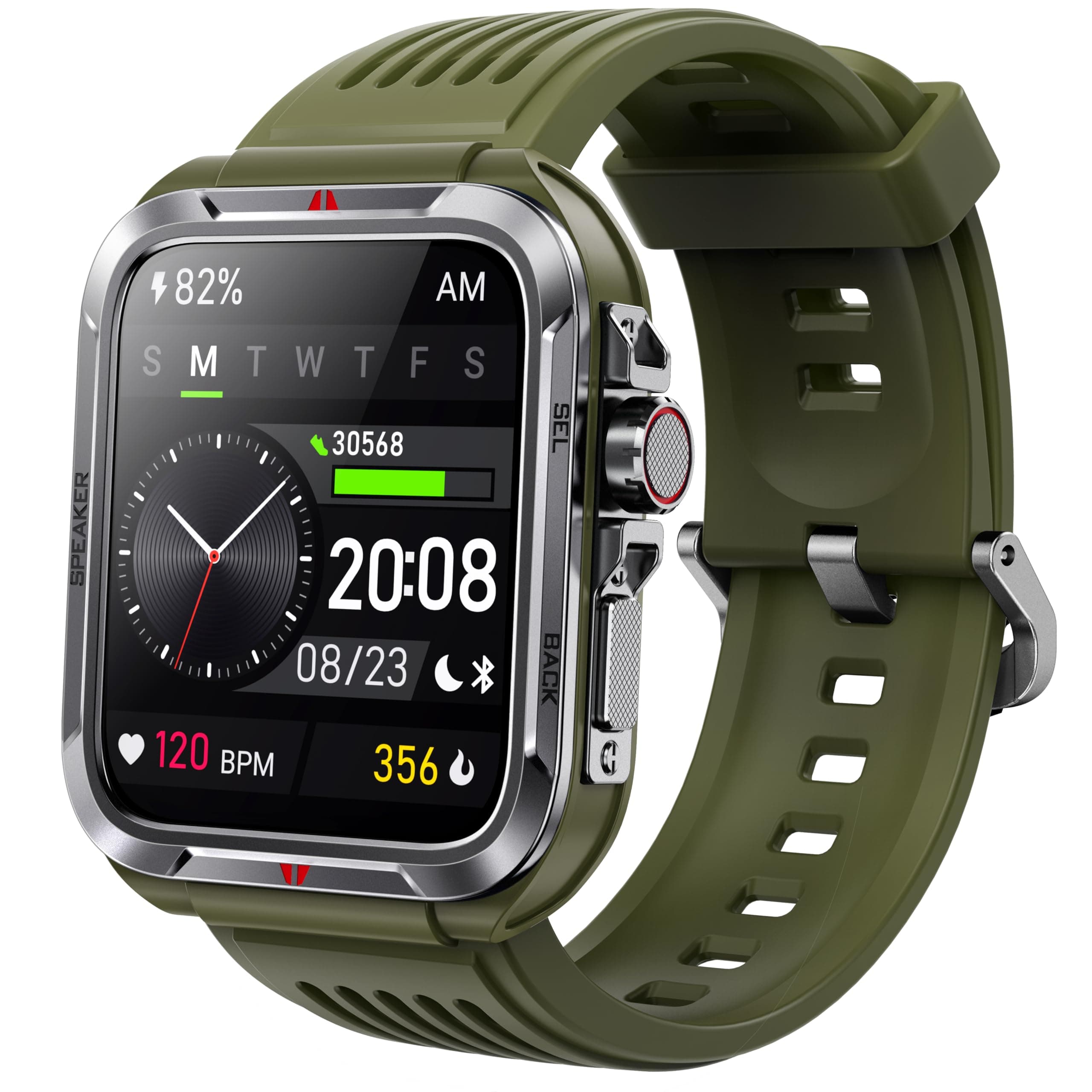 Smart Watch for Men, Answer/Make Bluetooth Calls, Metal Frame 1.8" Alexa Built-in Fitness Tracker with IP68/100 Sports Modes/Heart Rate/SpO2/Stress/Sleep Monitor (Green)