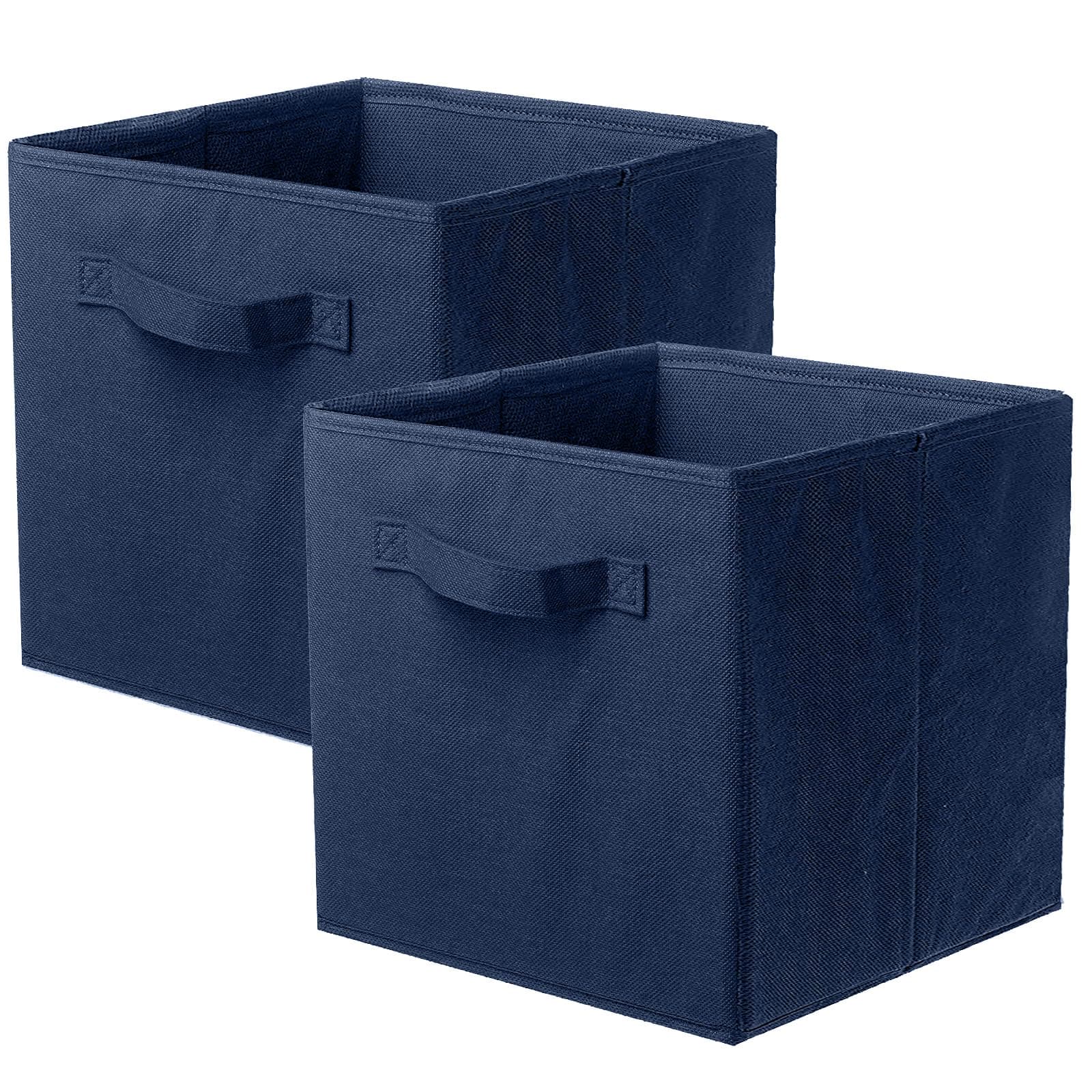 Storage Bins, Foldable Fabric Storage Cubes And Cloth Organizer Drawer For Closet And Toys, 2 Pack (Dark Blue)