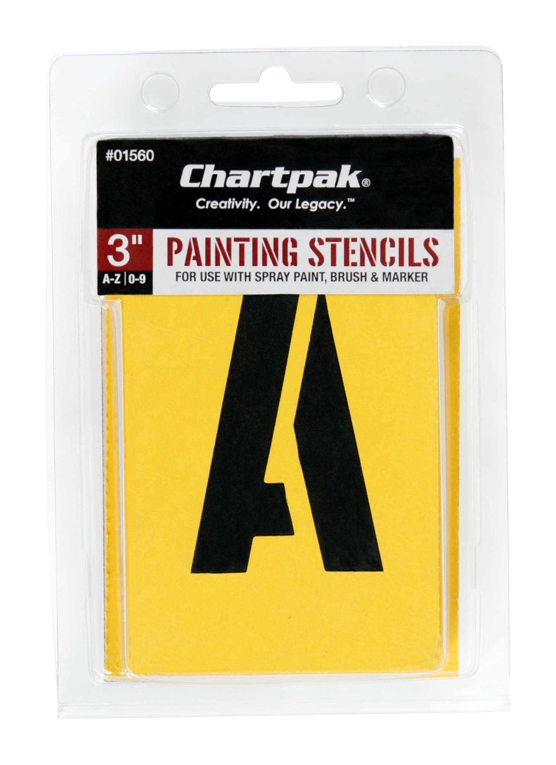 Chartpak Letter and Number Painting Stencils, A-Z and 0-9, 3 Inches H, 35 per Pack (01560)