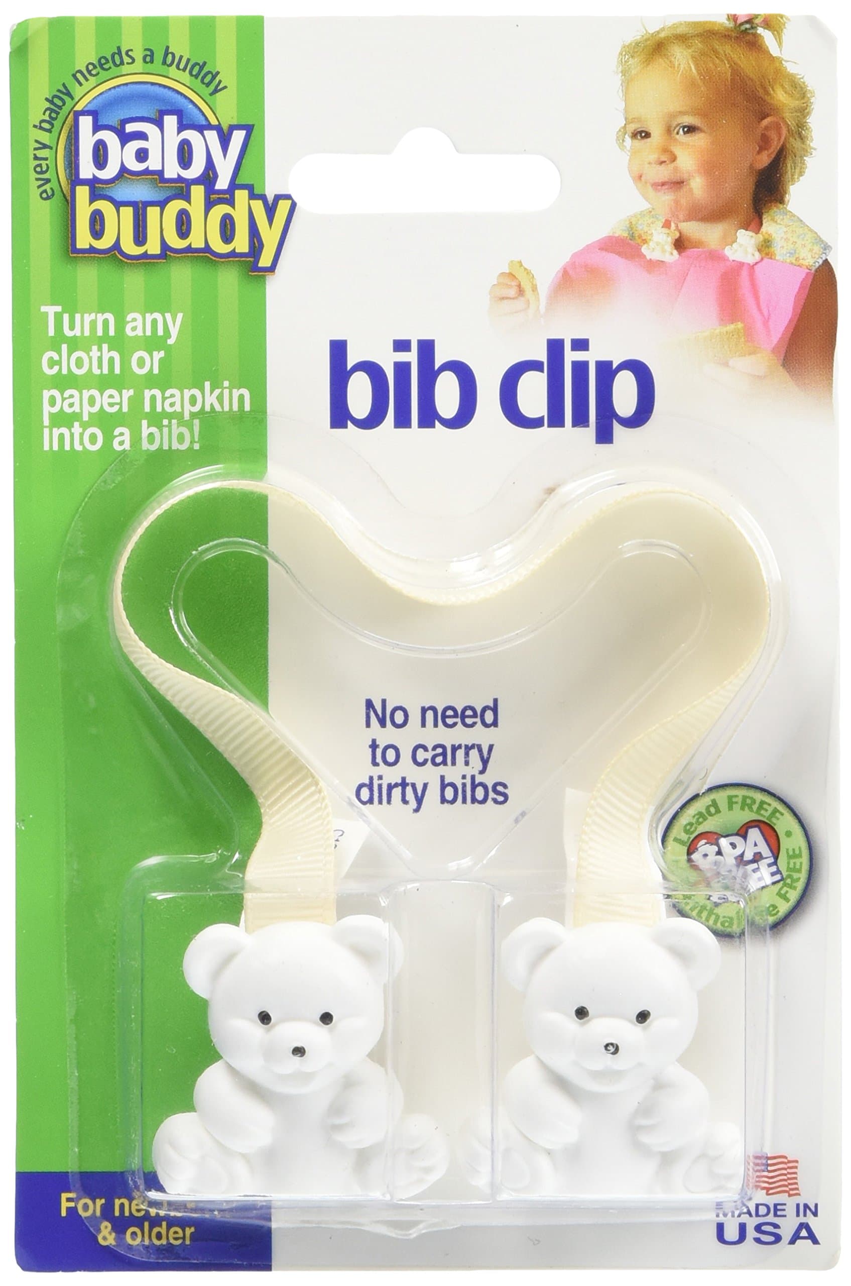 Baby Buddy Baby Bib Clip Turns Any Cloth, Towel, or Paper Napkin Into Instant Disposable Bibs, Travel Accessories, Essential Item for Baby Gifts, Feeding Supplies for Baby, Newborn and Up, 1pk, Cream