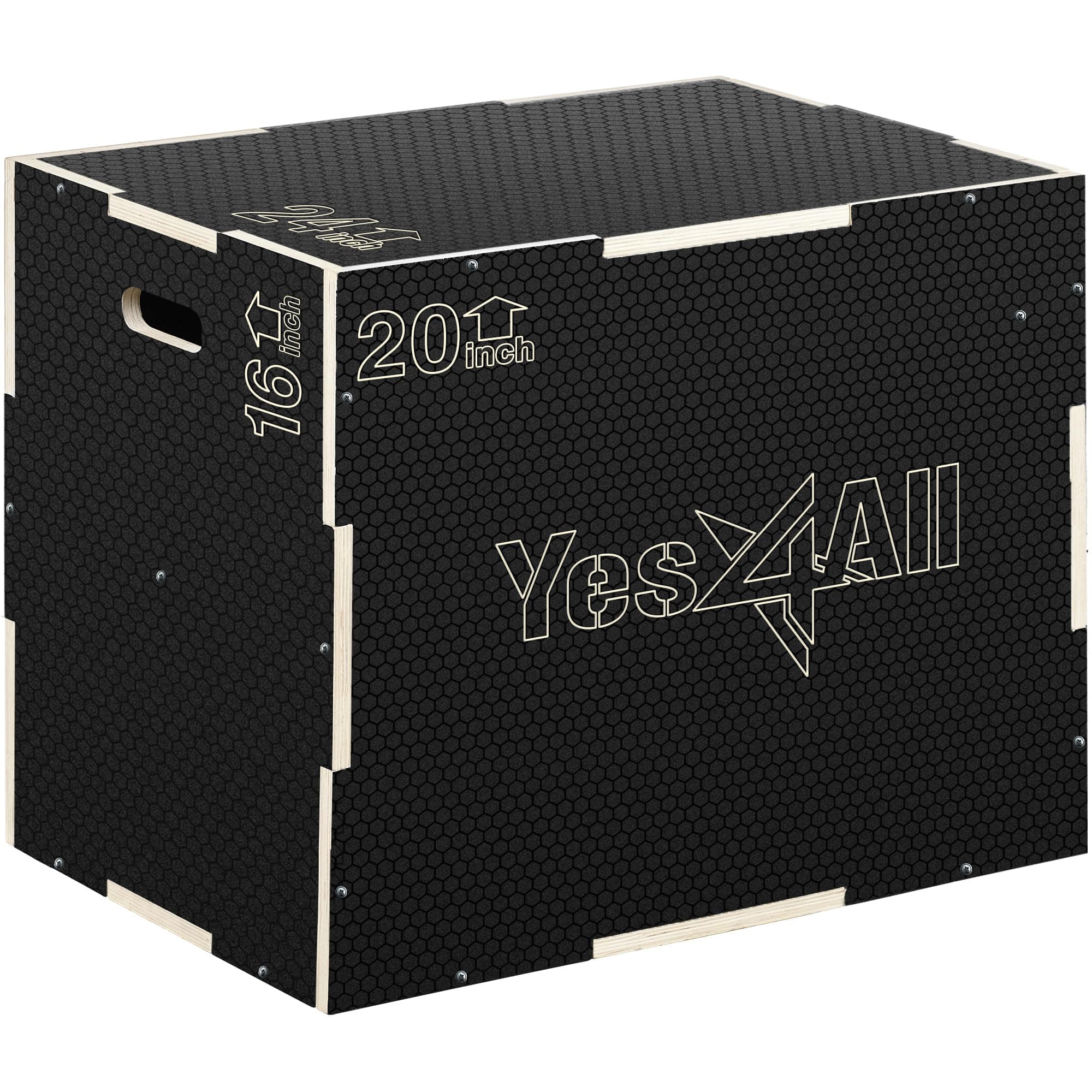 Yes4All 3 in 1 Non-Slip Wooden Plyo Box, Plyometric Jump Box for Skipping, Jumping, Lunges, Squats, Step-Ups, Dips, and More
