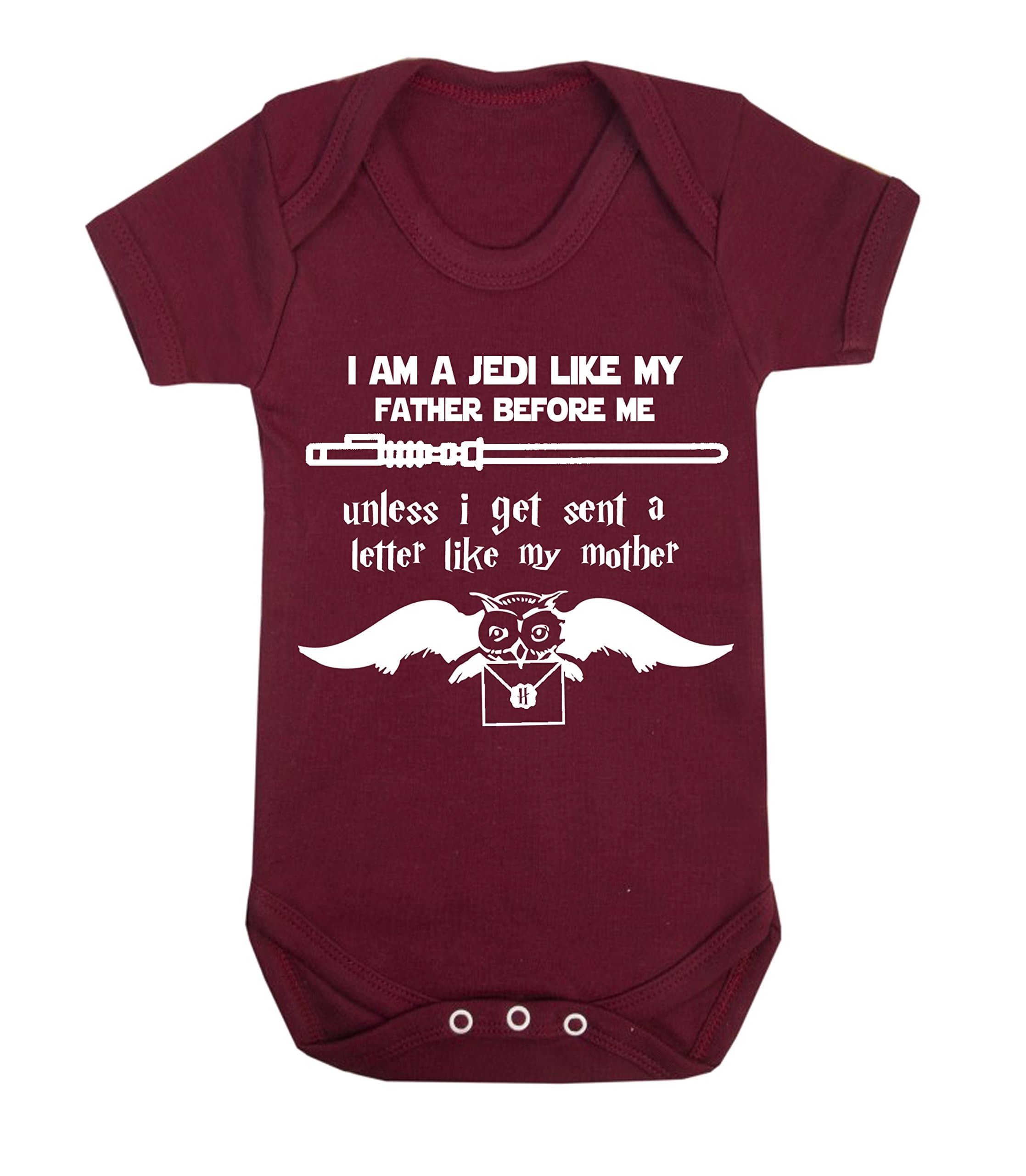 I am a Jedi like my father before me Unless i get sent a letter like my mother Novelty baby vest babygrow onesie funny (3-6 months, Maroon)