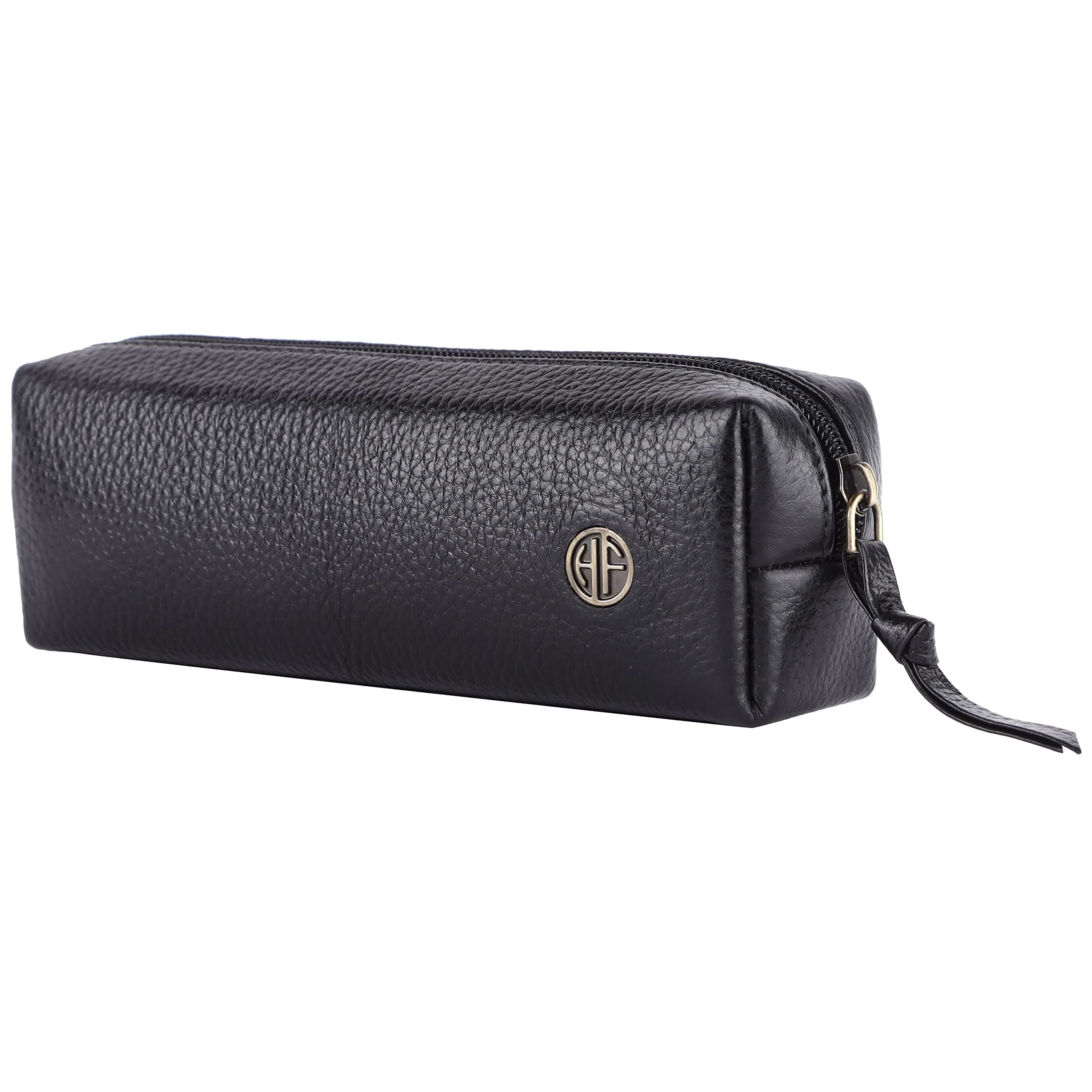 HAMMONDS FLYCATCHER Leather Utility Pouch - Multi-Use Genuine Leather Case for Pencils, Cosmetics, Stationery, Coins, Makeup Brushes - School & Office Organizer for Women & Men - Black