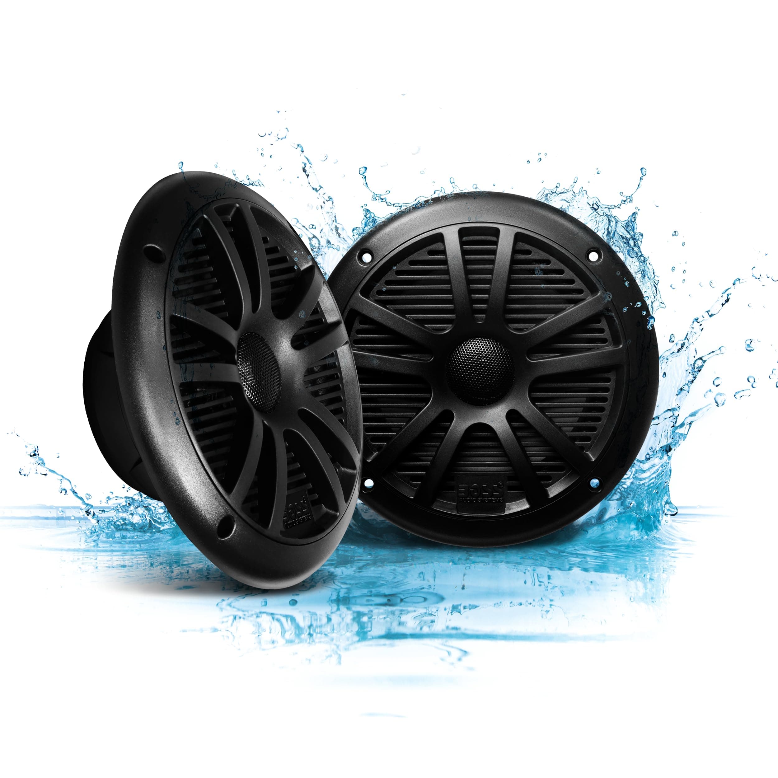 MR6B 6.5 inch Marine Stereo Boat Speakers - 180 Watts (pair), 2 Way, Full Range, Tweeters, Coaxial, Weatherproof, Sold in Pairs