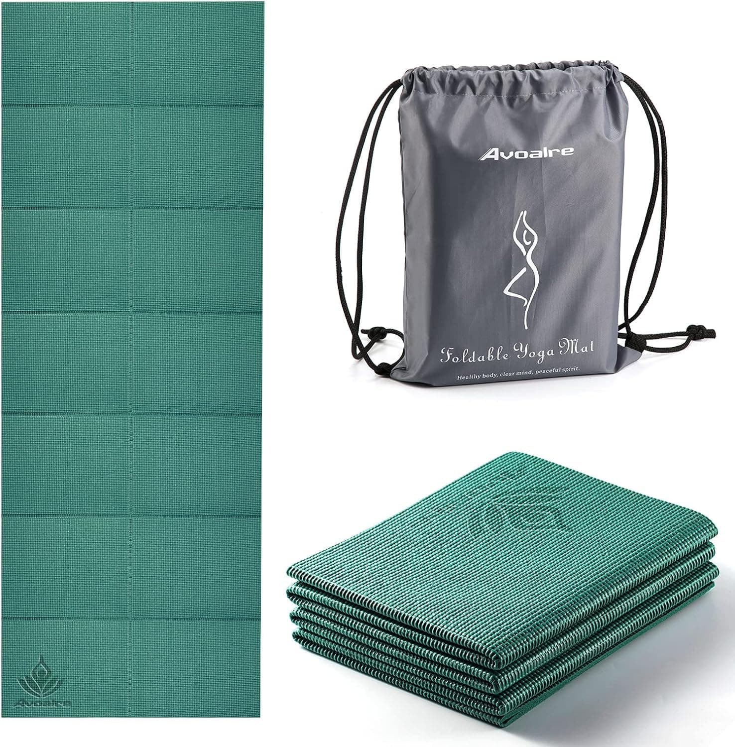 Avoalre Yoga Mat Foldable Non-Slip Portable 61CM x 173CM x 5MM Eco Friendly PVC Yoga Mat Thick Fitness Training Pilates Gym Exercise Mat Workout for Women Men Kids