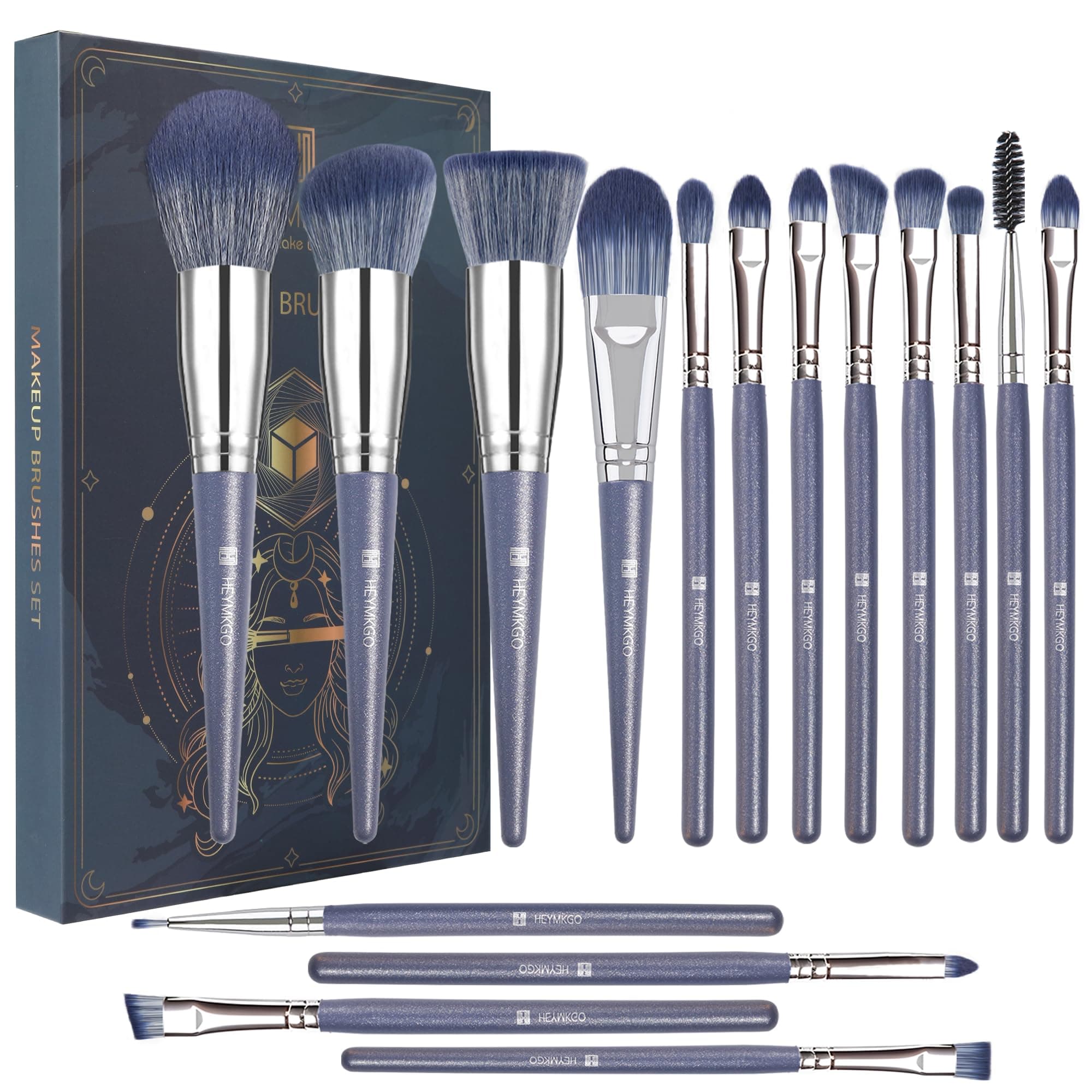 HEYMKGO Makeup Brush Set, 16 Pcs Makeup Brushes Professional Make Up Brushe...