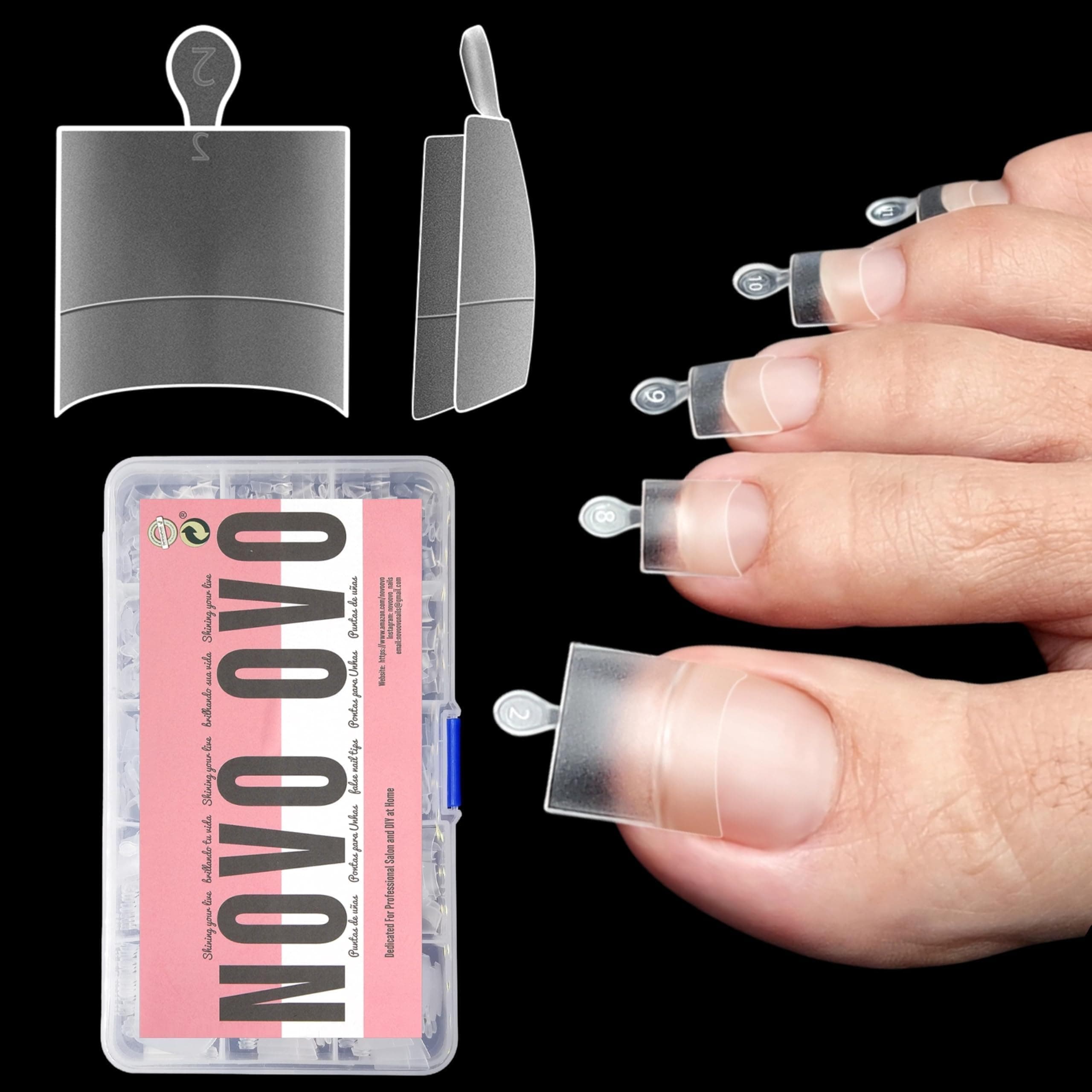 Fake Toe Nail Tips, Soft Gel Toenail Extension, Half Cover Prefiled Square Clear Double Matte C Curve Longtoes Claw for Pedicure Acrylic Press on for Salon, Toenails x 15 Sizes 240 Pcs in Box