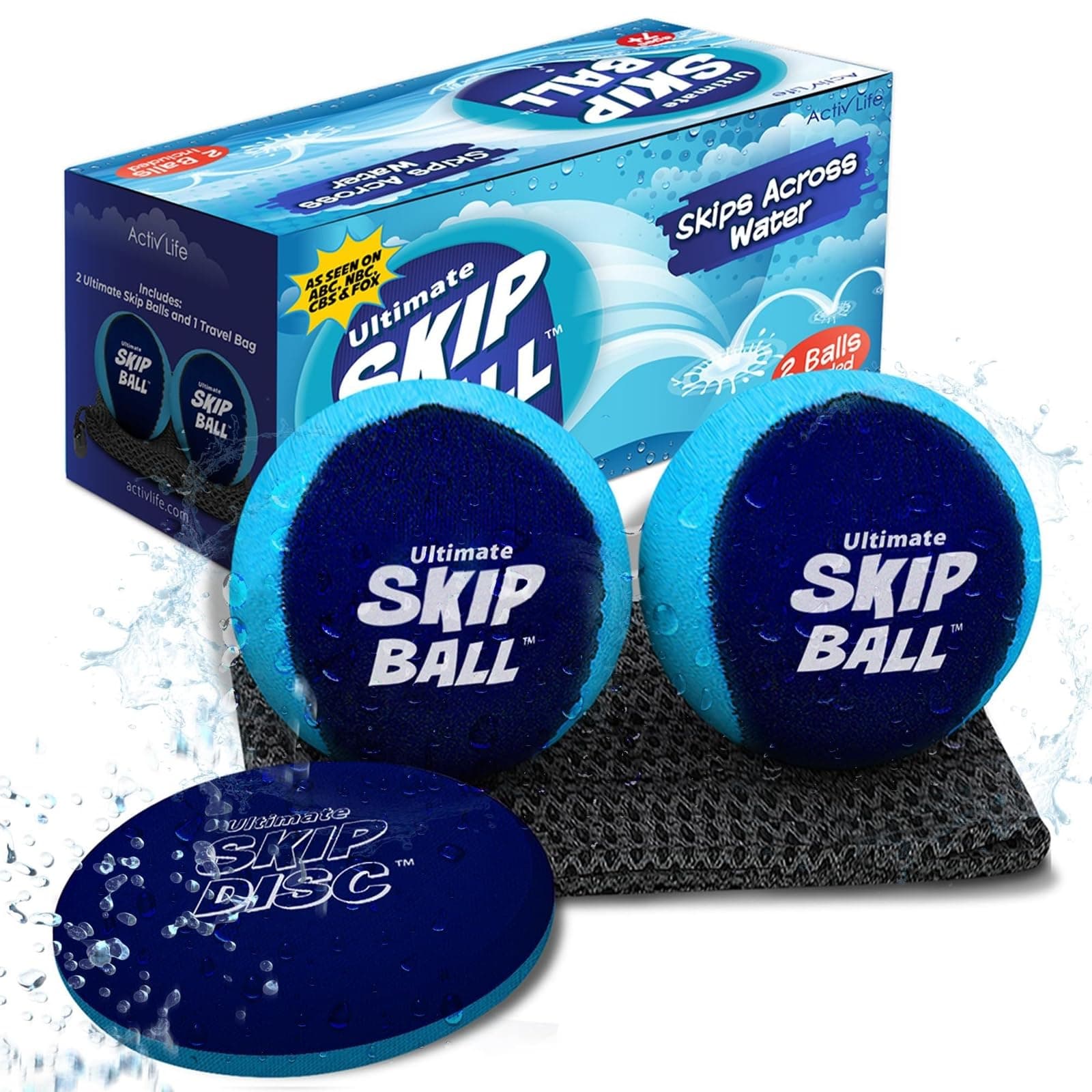 Ultimate Skip Ball Fun Lake Toys & Beach Gear Stuff - Cool Swimming Pool Accessories for Outside Games - Best for Kids Ages 7-8 & 8-12 to Toss, Catch & Skipping - Gifts for Tweens & Teens