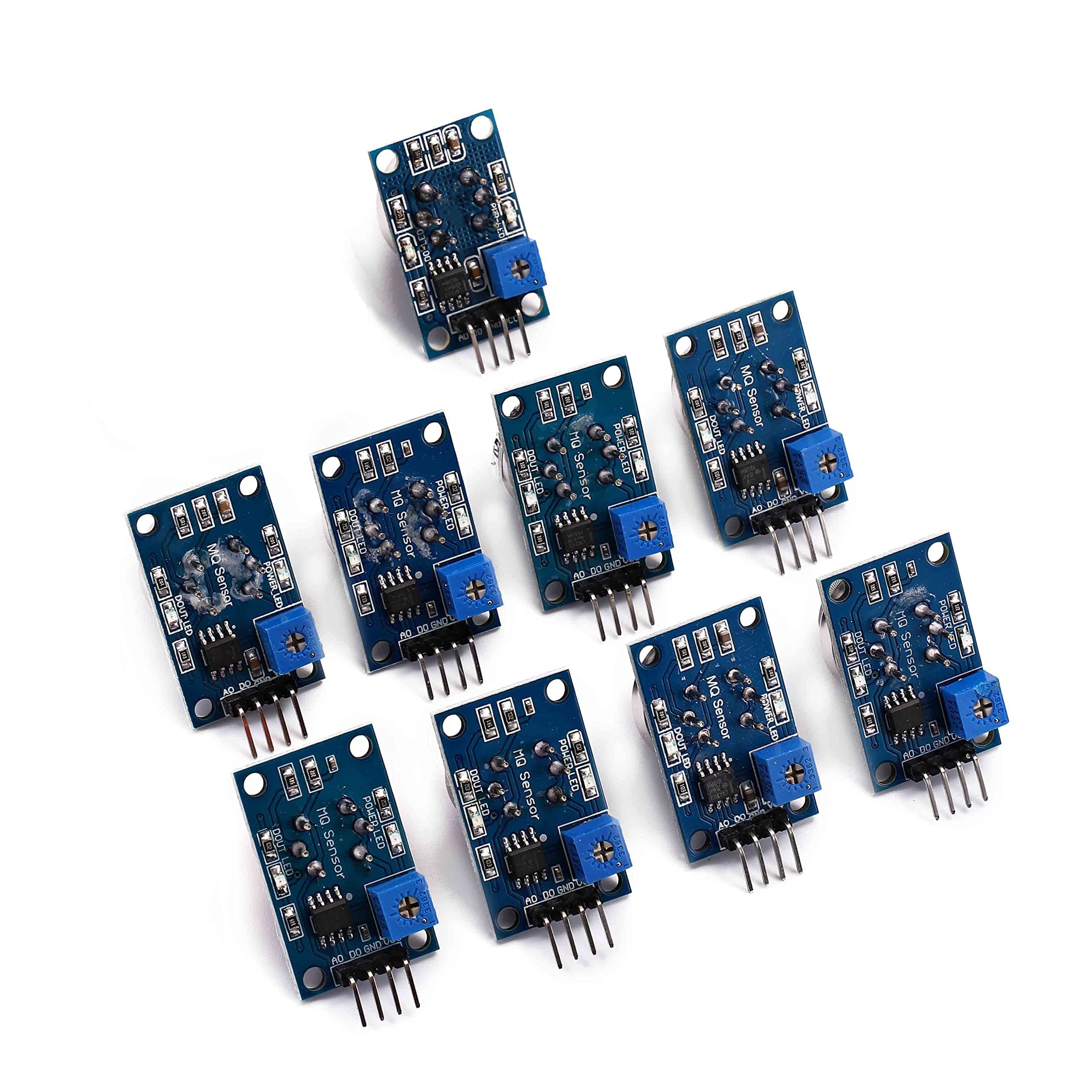Teyleten Robot MQ-2 MQ-3 MQ-4 MQ-5 MQ-6 MQ-7 MQ-8 MQ-9 MQ-135 Smoke Detection liquefied Methane Gas Sensor Module for Arduino (9pcs)