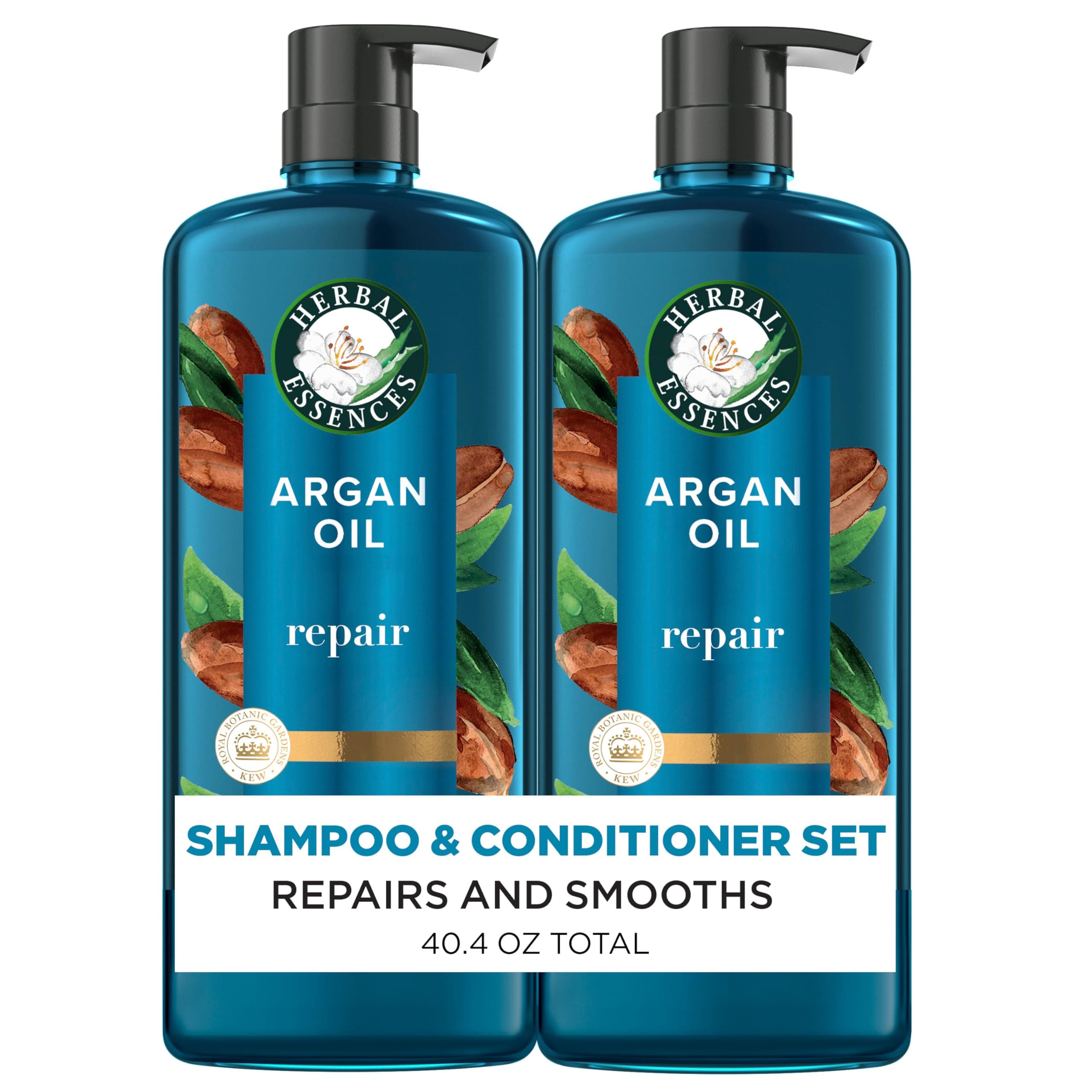 Herbal Essences, Repairing Argan Oil Of Morocco Shampoo and Conditioner Set With Natural Source Ingredients, Color Safe, BioRenew, 20.2 fl oz