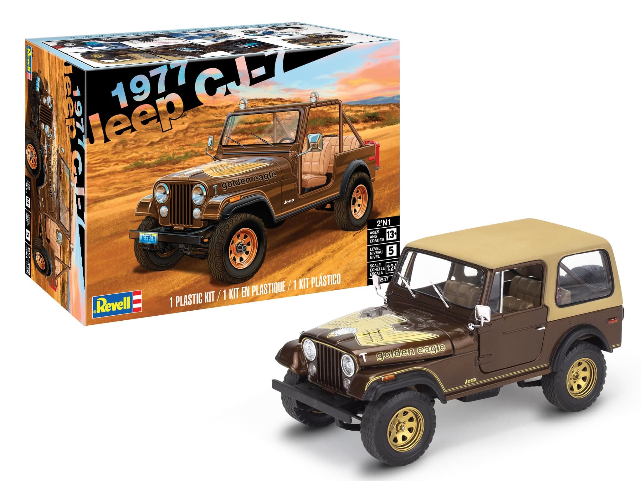 14547 '77 Jeep CJ-7 2'N1 1:24 Scale 136-Piece Skill Level 5 Model Building Kit
