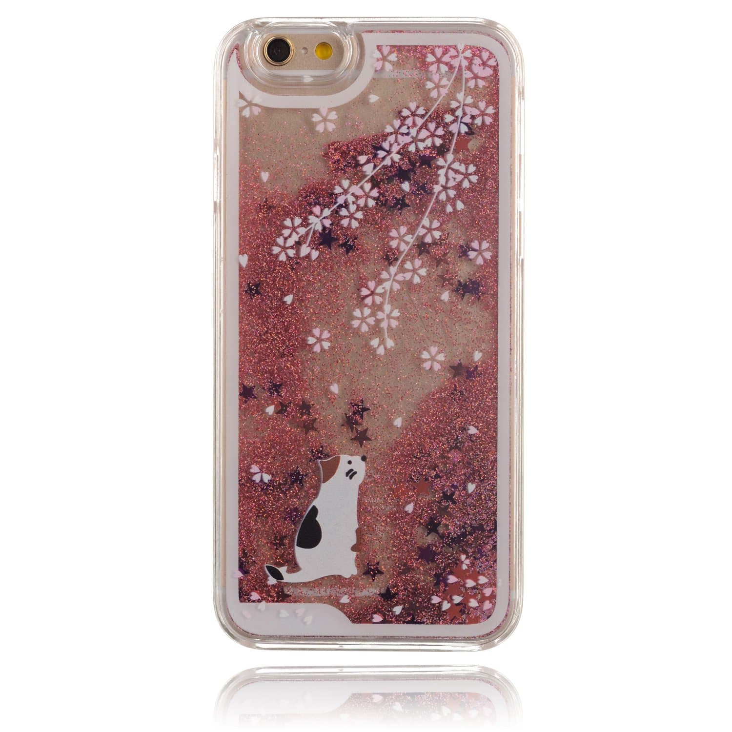 iPhone 6S plus Cases, DoDo Pang Cover for iPhone 6 plus 5.5",Printed Flowing Liquid Floating Bling Glitter Sparkle Stars Hard Case For Apple 6/6S plus Pink Cat