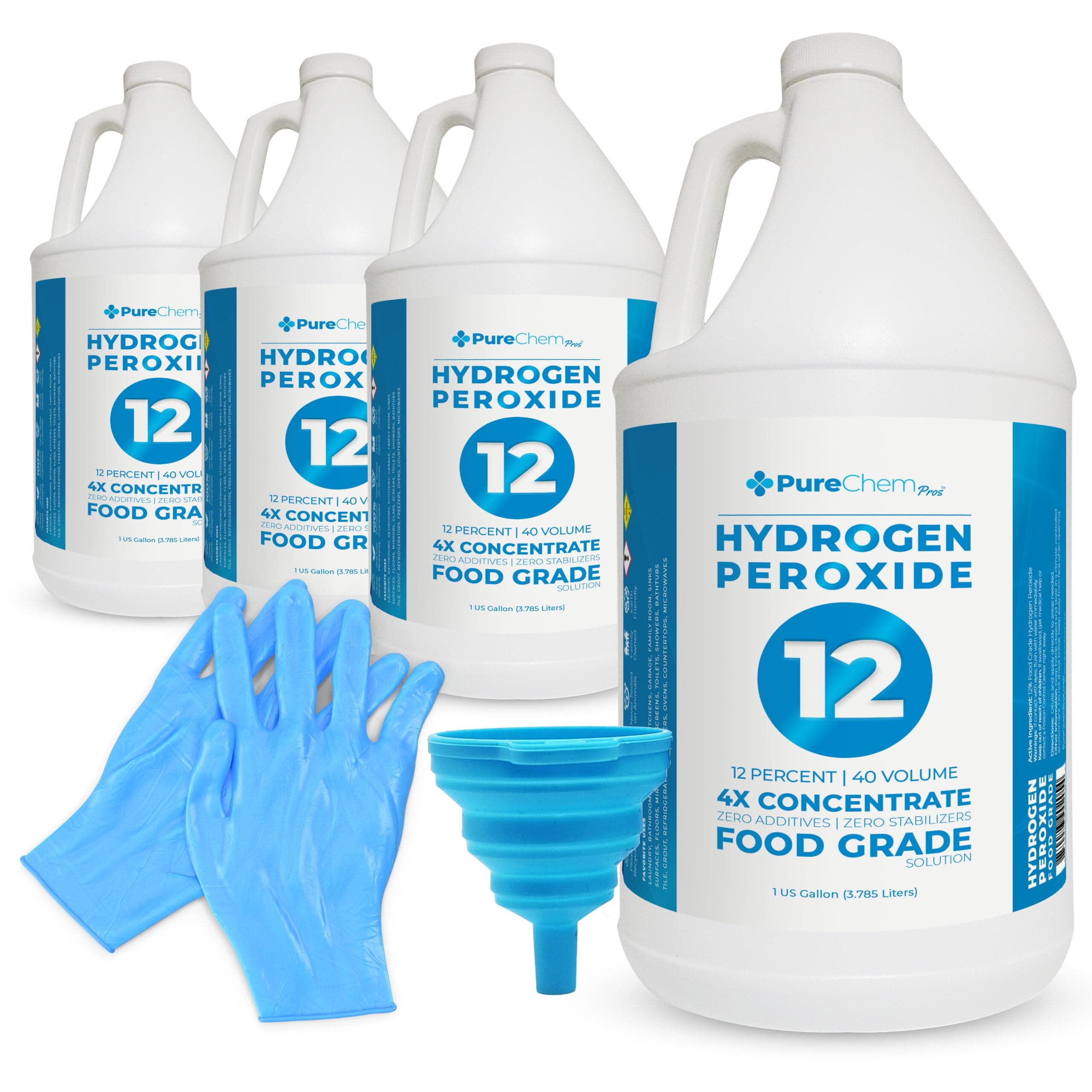 - 12% Concentrated Food Grade Hydrogen Peroxide (4 Gallons) - Cleaning Solution for Home, Laundry, Bath, Garden and More - derived from 35% Food Grade Hydrogen Peroxide