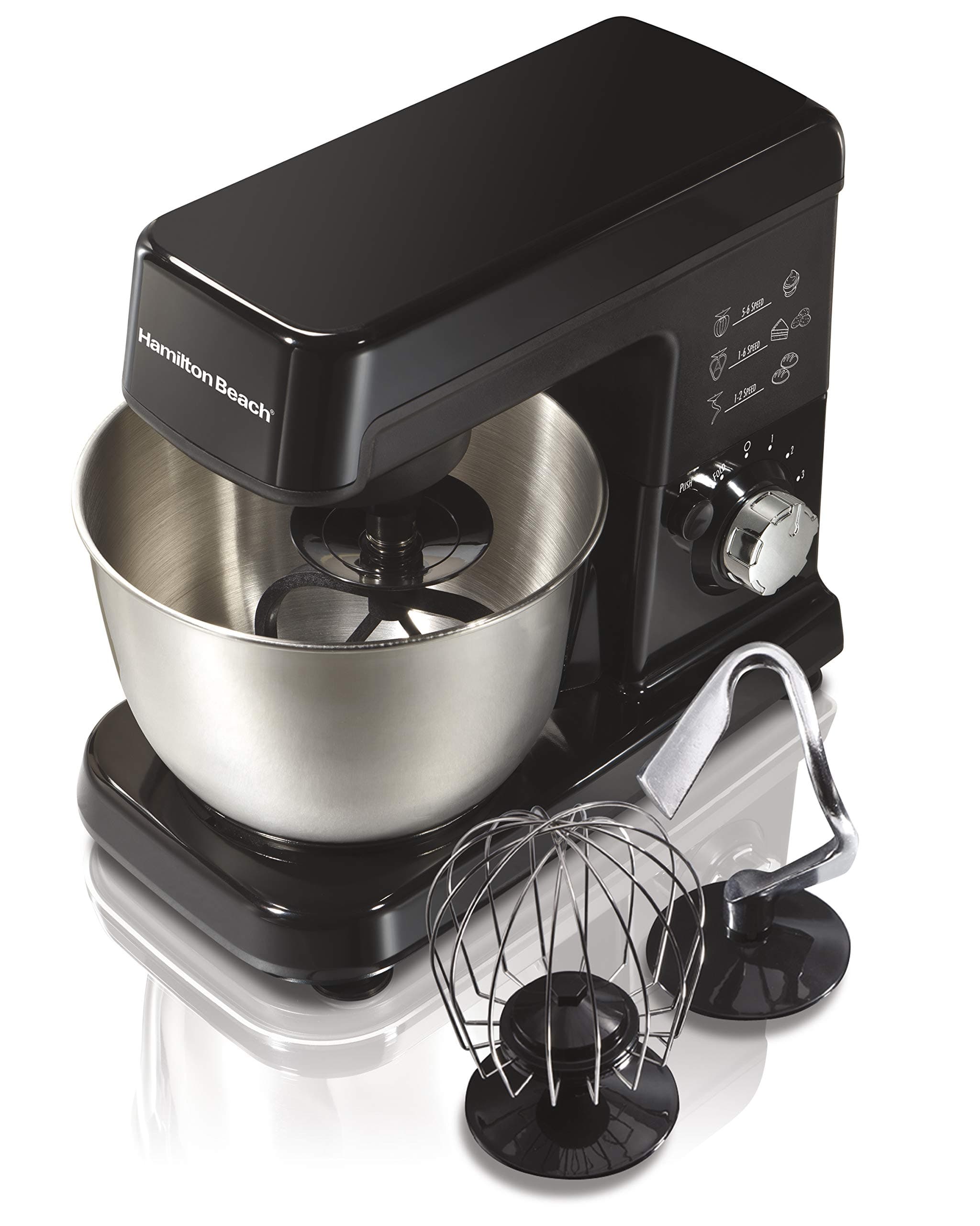 Hamilton Beach 63325 – Mixer (Stand Mixer, 3.31 L, Black, Stainless Steel, Stainless Steel, 300 W)