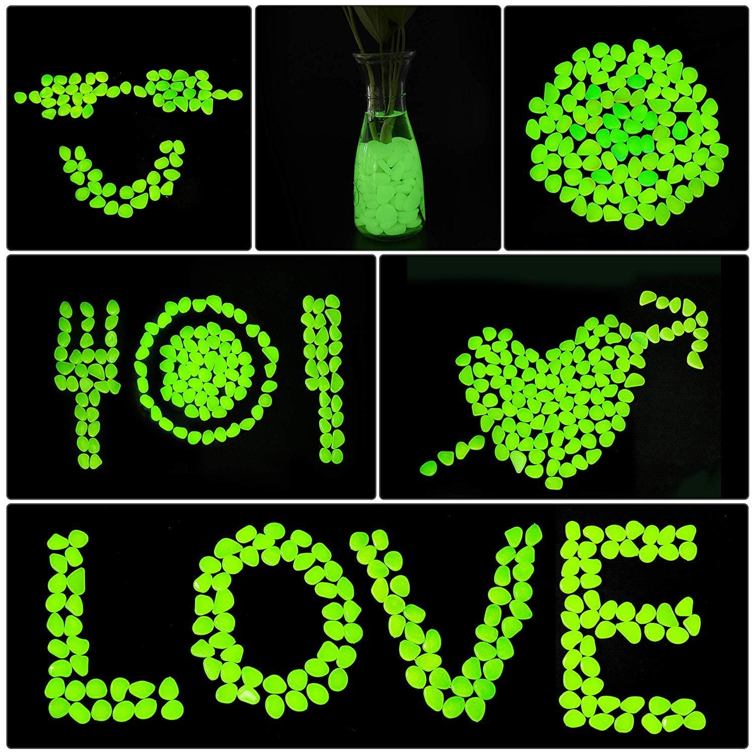 Besmon 110pcs Glowing Pebbles (Lighting Stones) in The Dark Garden, mainly Used for Garden Walkway, Courtyard Lawn, Garden Decoration, Aquarium Lighting Decoration and Fish Tank, etc.