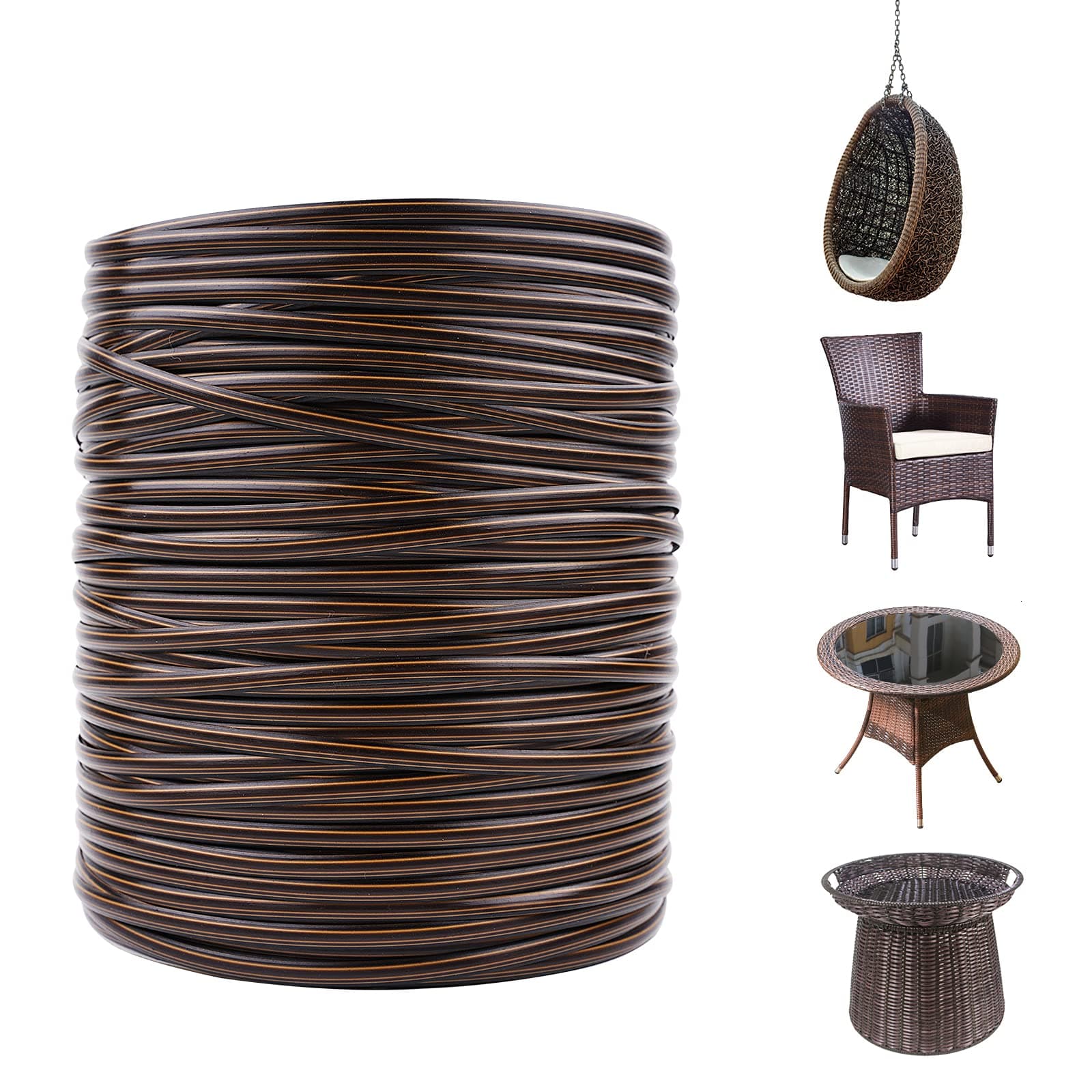 Wicker Repair Material， Flat Synthetic Rattan Weaving Material Plastic Rattan for Knit and Repair Chair Table,Storage Basket,Ect (Coffee Gradient A)