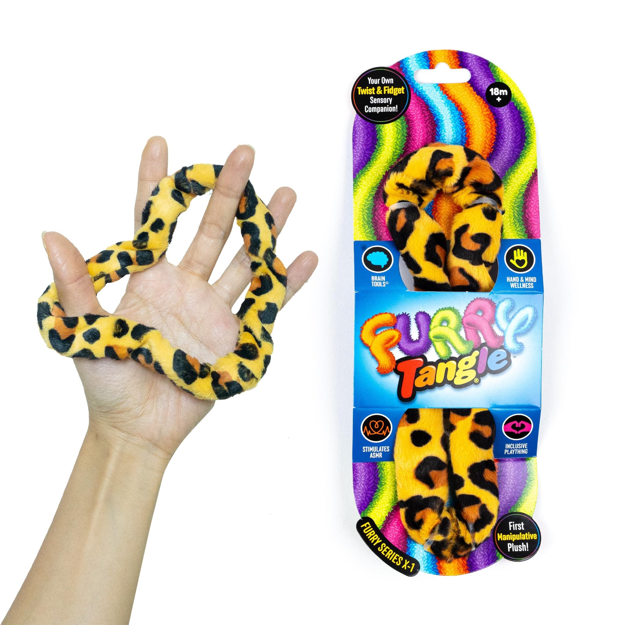Tangle Furry Fidgets - New! Leopard Print - Plush Tangle Fidget Toy - Soft Colorful Plush Materials That Will Please Sensory Toy Lovers - Take Your Furry Fidget with You Everywhere!