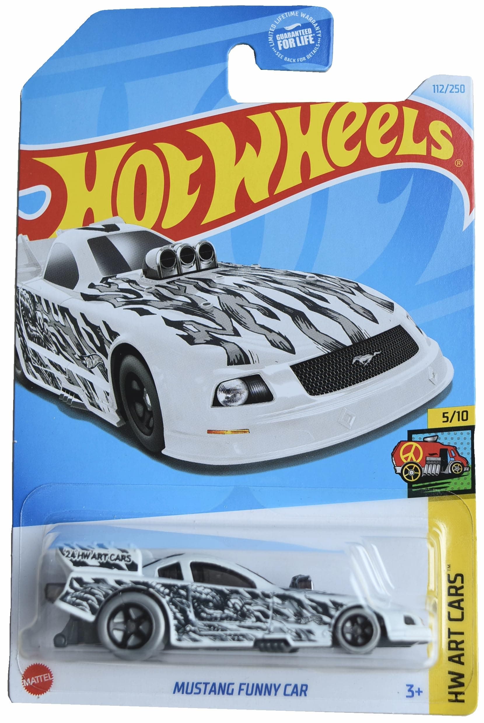 Hot Wheels Mustang Funny Car, HW Art Cars 5/10 [White/Black] 112/250