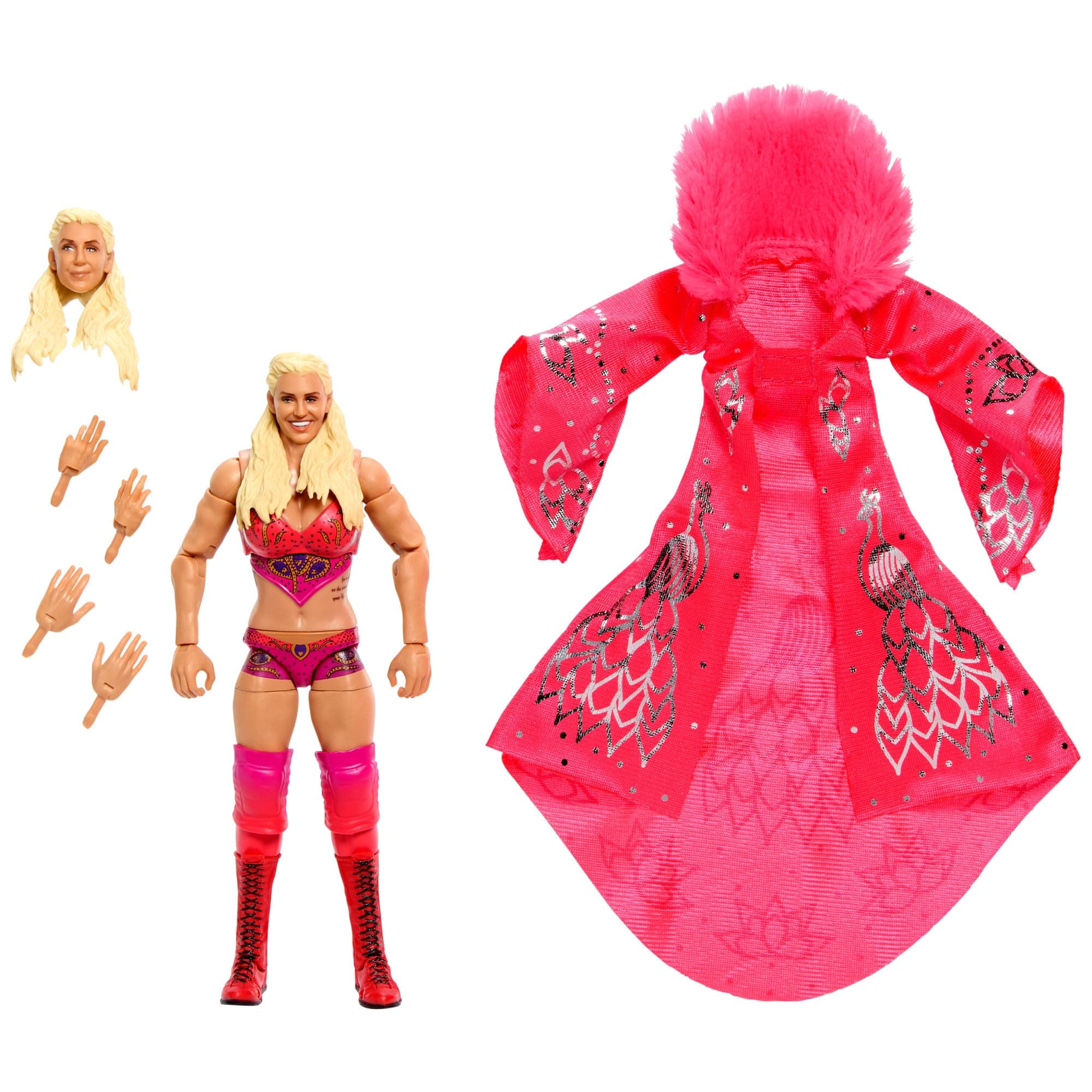 WWE Ultimate Edition Action Figure & Accessories Set, Charlotte Flair 6-inch Collectible with 30 Articulation Points, Swappable Pieces & Entrance Gear