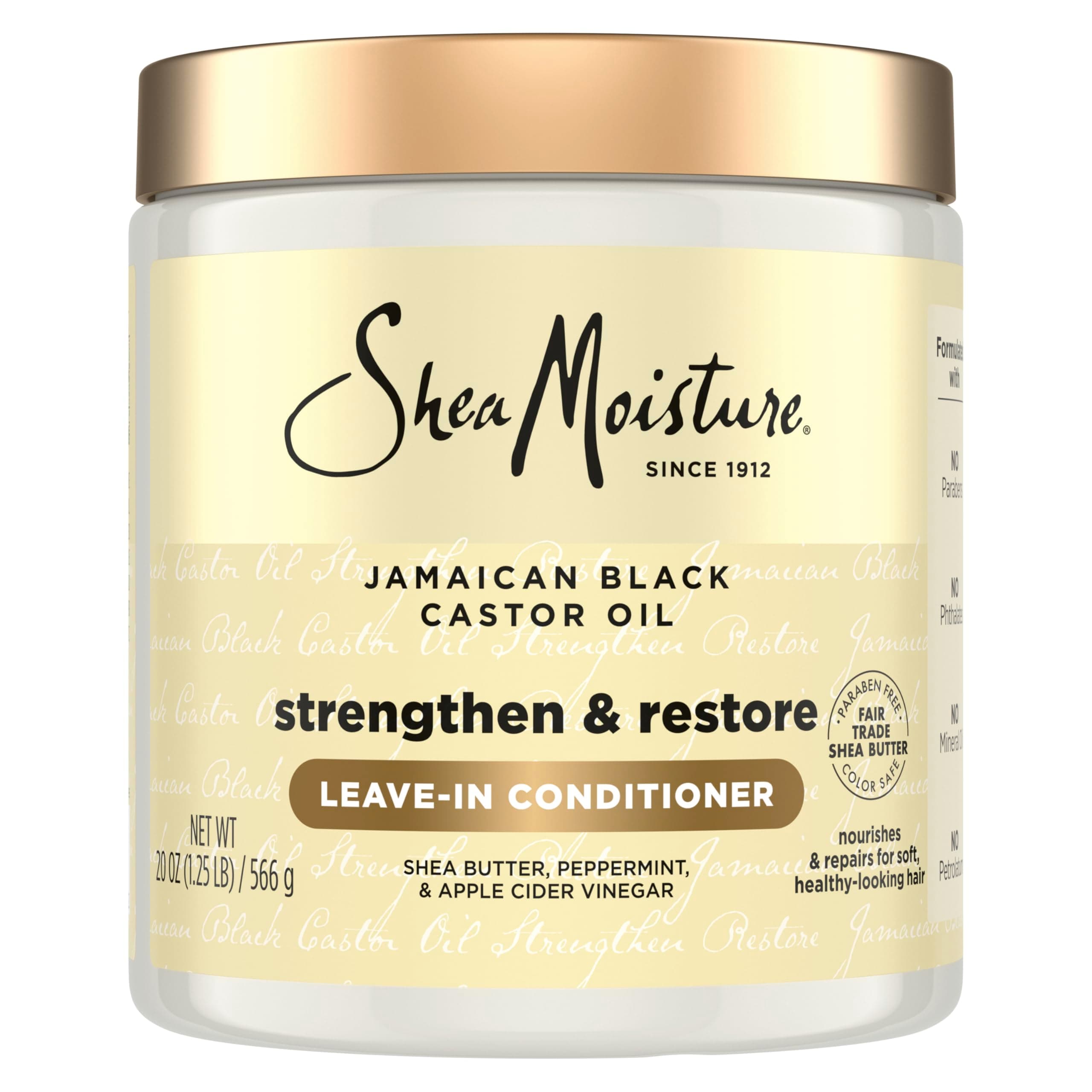 SheaMoisture Leave In Conditioner Jamaican Black Castor Oil Conditioner For Hair To Soften and Detangle Hair 20 oz