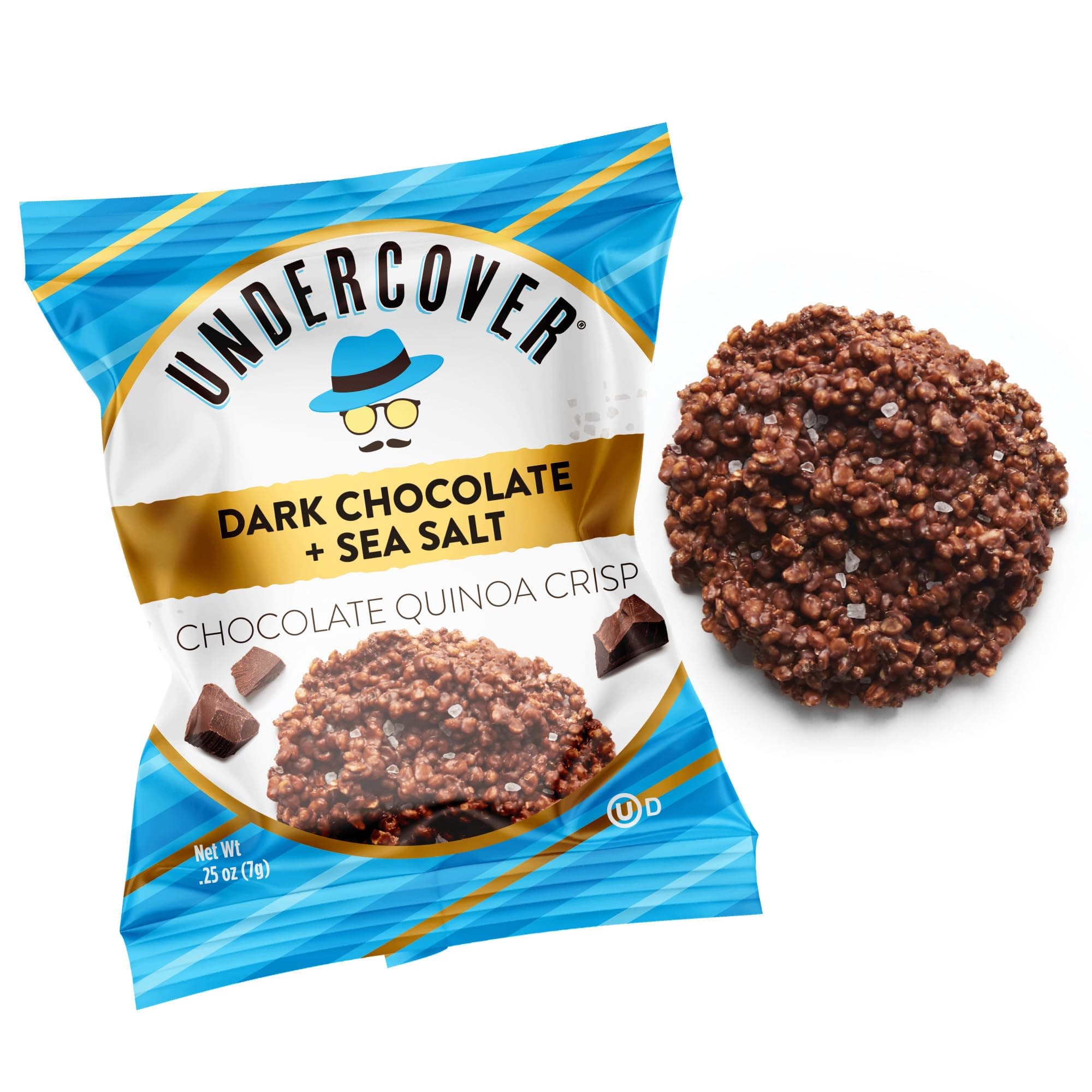 Undercover Snacks Chocolate Quinoa Crisps Snacks - Dark Chocolate + Sea Salt | 70-Count, Individually Wrapped Crisps | Gluten Free, Nut-Free, Allergen Friendly, Kosher, Plant-Based, NOT AIRLINE SIZE