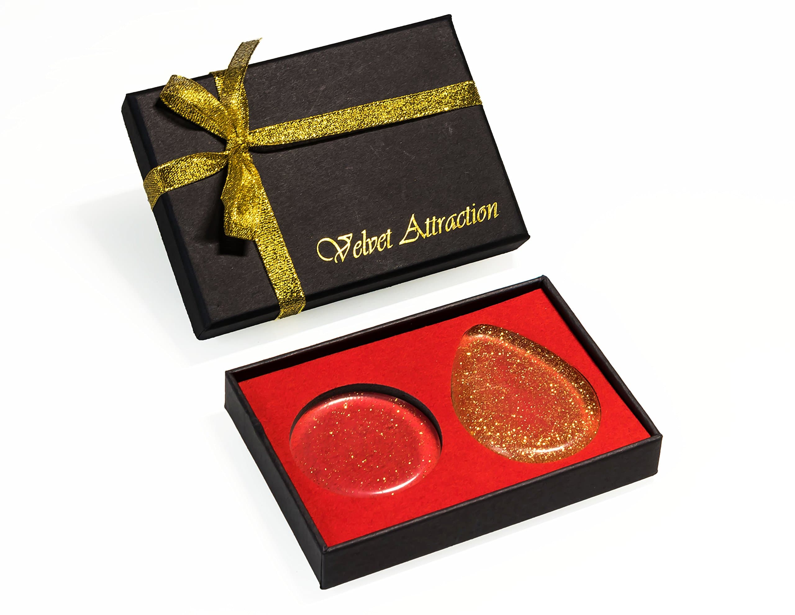 2 Professional Makeup Silicone Sponges - Waterdrop and Round shape with gold glitter