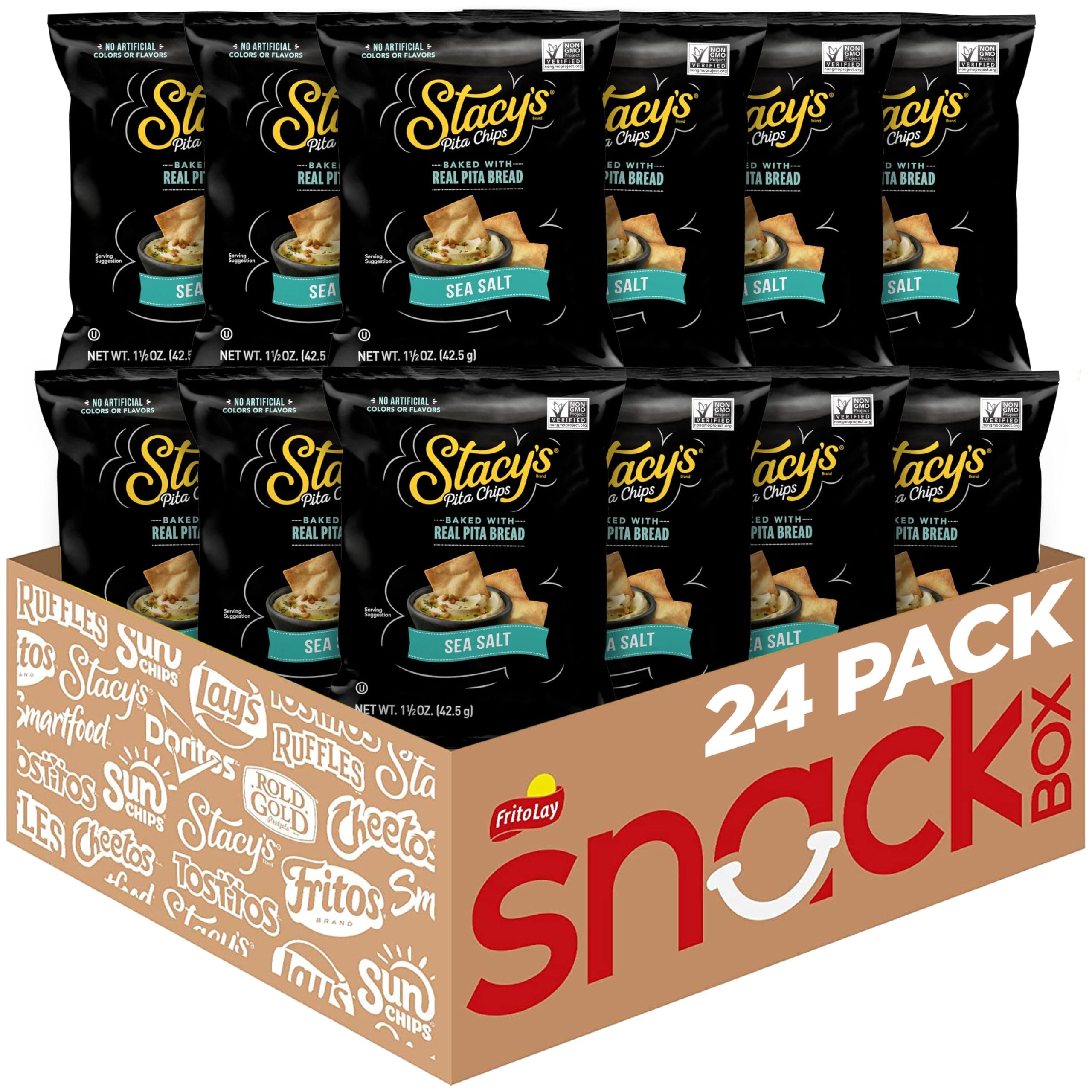 Stacy’s Pita Chips, Sea Salt, No Artificial Colors or Flavors, 1.5 Oz (Pack of 24)