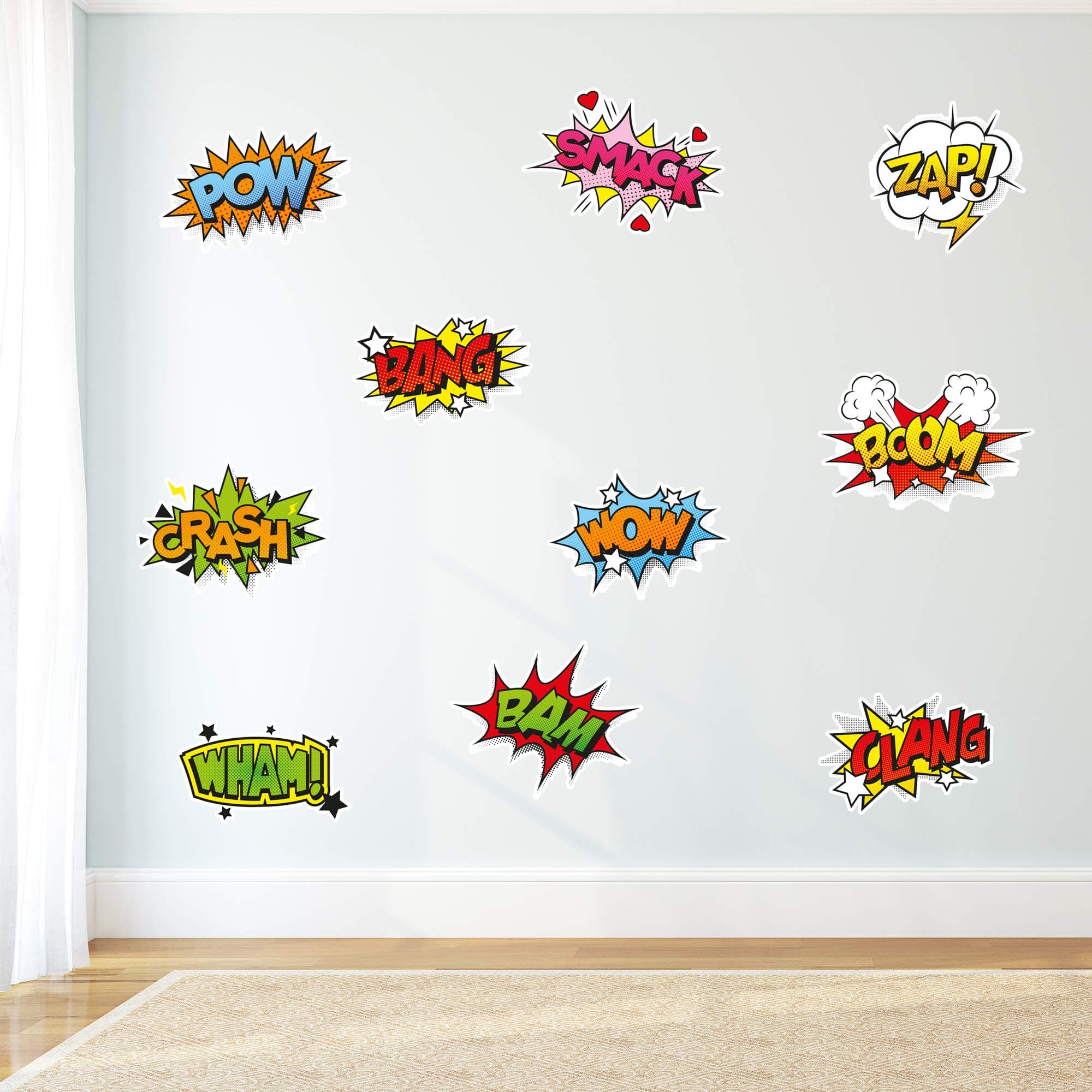 Comic Book Sound Effects Set of Wall Stickers Art Home Decal Mural (60cm Width x 30cm Height)