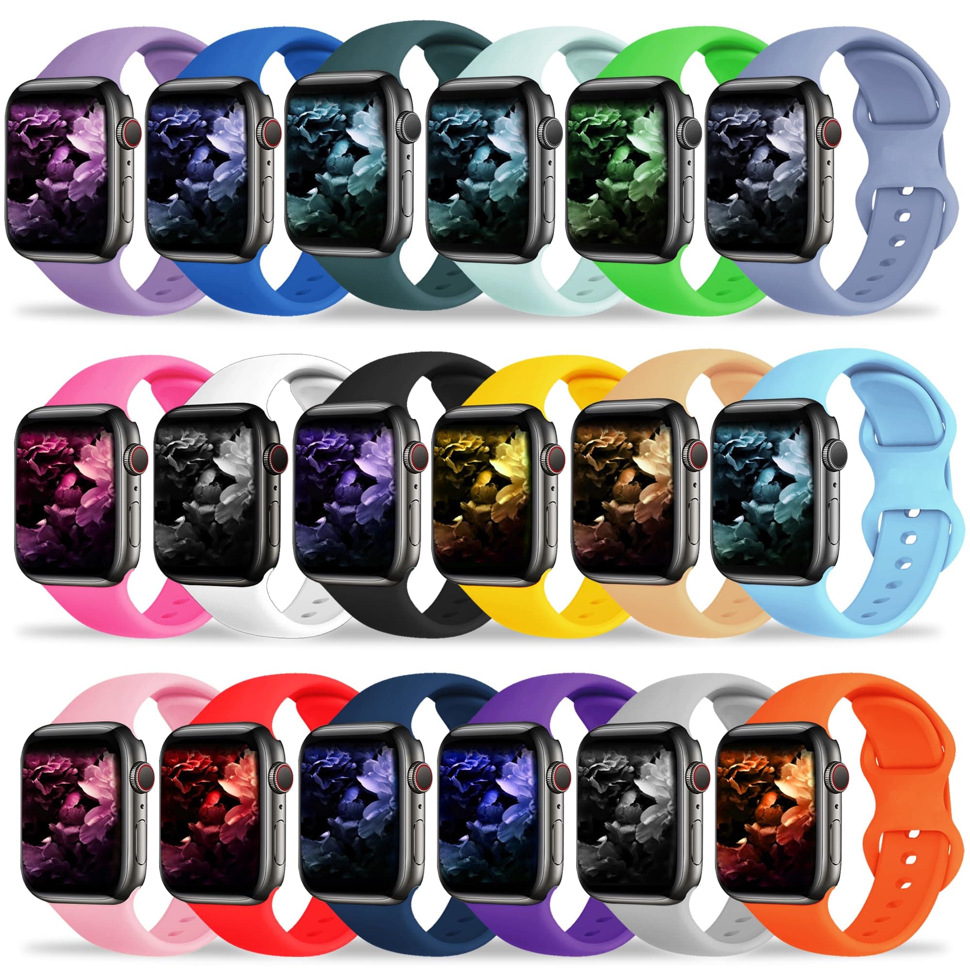 Kounlsyam18 Pack Bands Compatible with Apple Watch Band 49mm 46mm 45mm 44mm 42mm 41mm 40mm 38mm for Women Men, Sport Silicone Breathable Strap for iWatch Series Ultra 10 9 8 SE 7 6 5 4 3 2 1