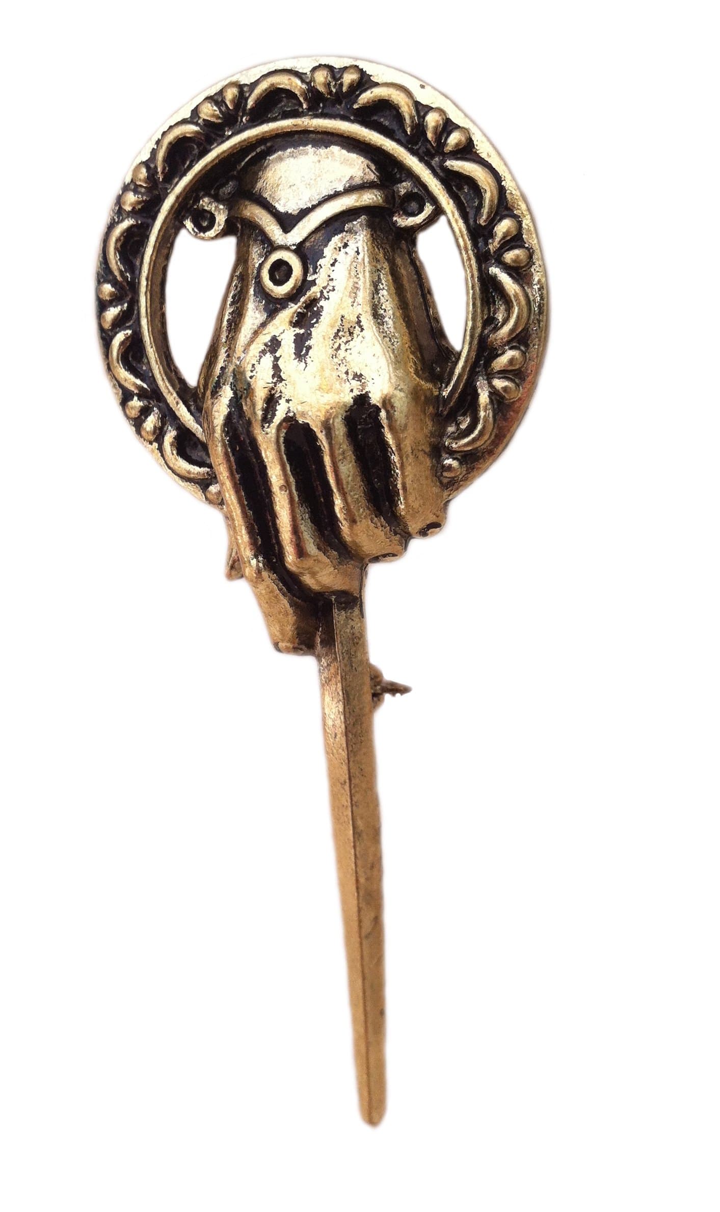 Game of Thrones. Song of Fire and Ice. Antique Gold Tone Hand of The King Lapel Brooch Pin